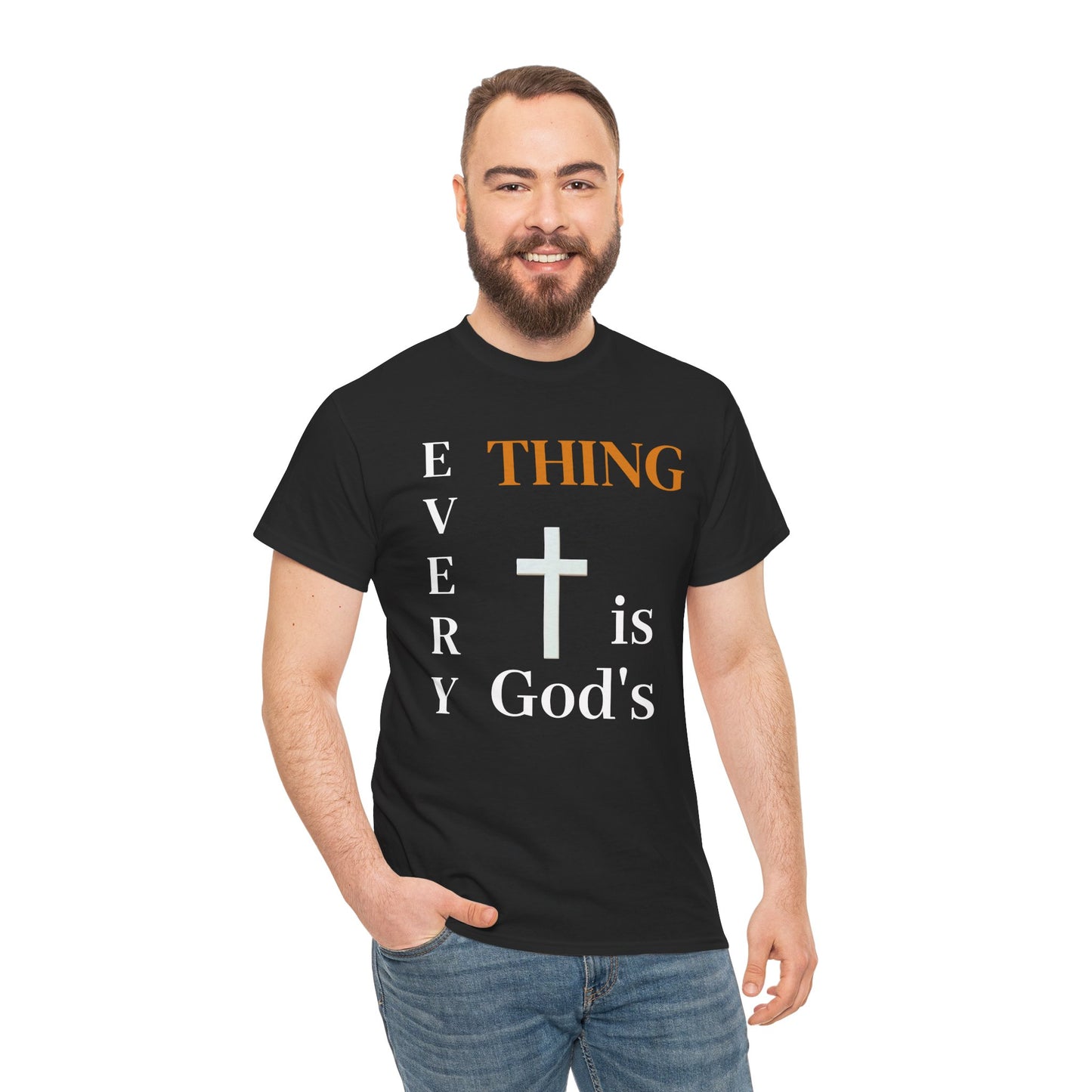 Unisex Heavy Cotton Tee - Everything is God's Faith-Based Graphic Tee, Spiritual Gift, Casual Wear, Christian Apparel, Religious T-Shirt