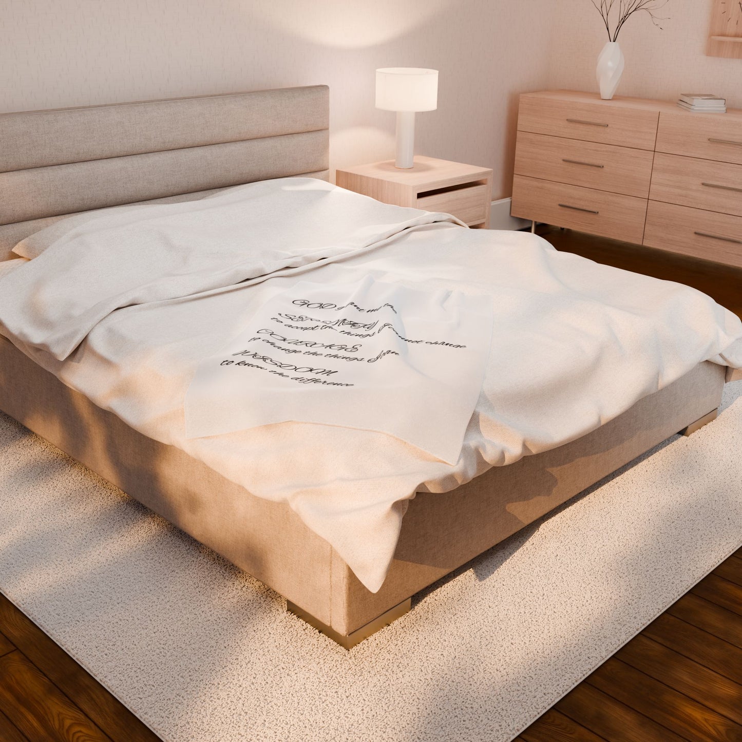 Serenity Prayer Velveteen Plush Blanket - Cozy Comfort for Mindfulness and inner Calm, Holy Reminder