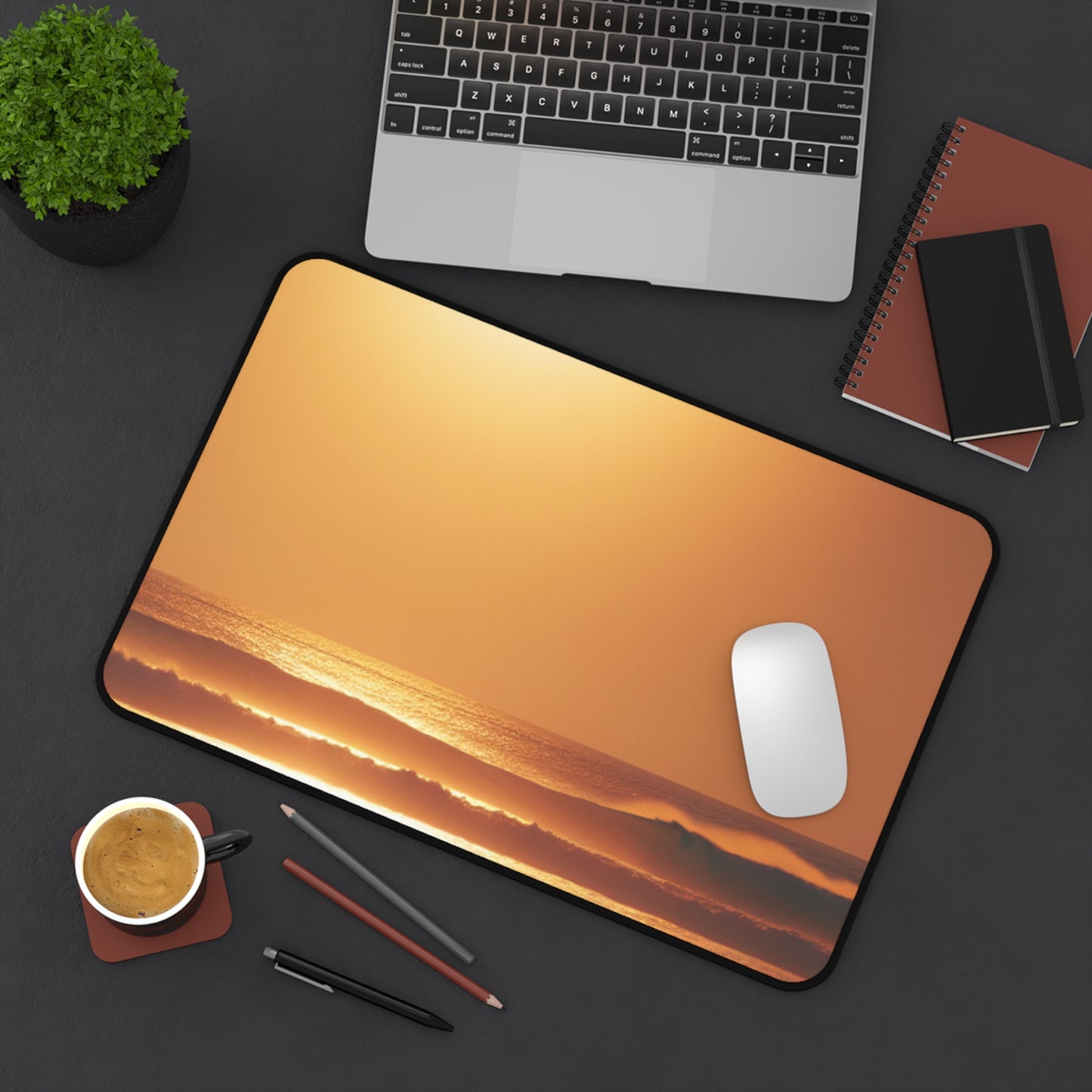 Serene Sunset Desk Mat - Ocean Wave Anti-Slip Mat, Home Office Décor, Gift for Beach Lovers, Gaming Surface, Positive Vibe Workspace, Calm