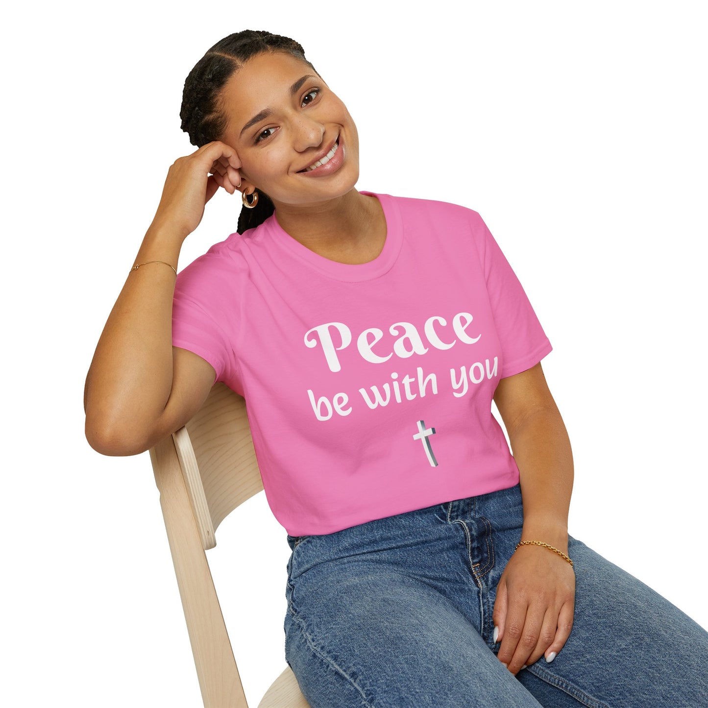Peace Be With You Unisex Softstyle T-Shirt, Comfortable Tee, Relaxed Fit Shirt, Spiritual Gift, Casual Wear for Any Occasion