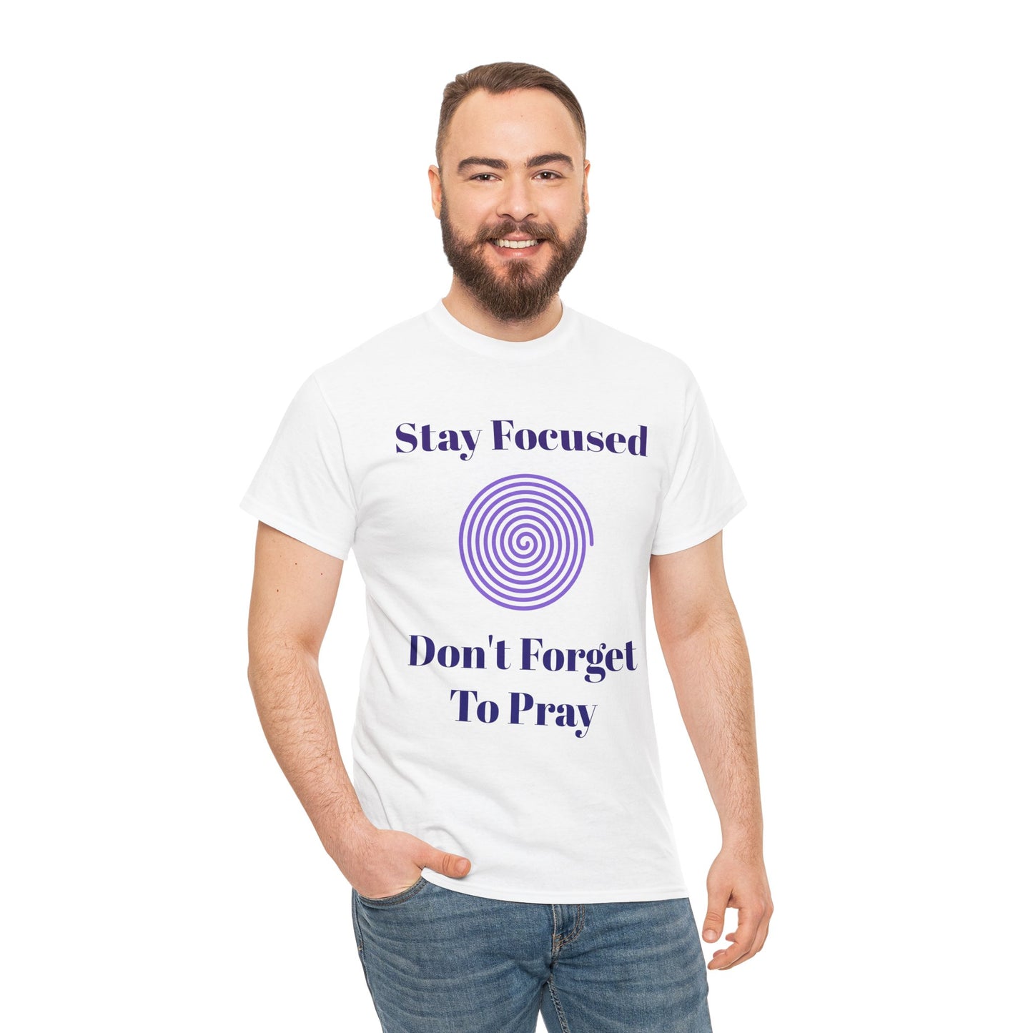 Stay Focused Unisex Heavy Cotton Tee - Motivational Relaxed Fit Shirt