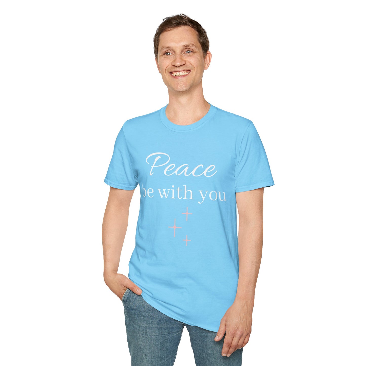 Inspirational Unisex Softstyle T-Shirt: 'May His Peace Be With You Always', Jesus tshirt