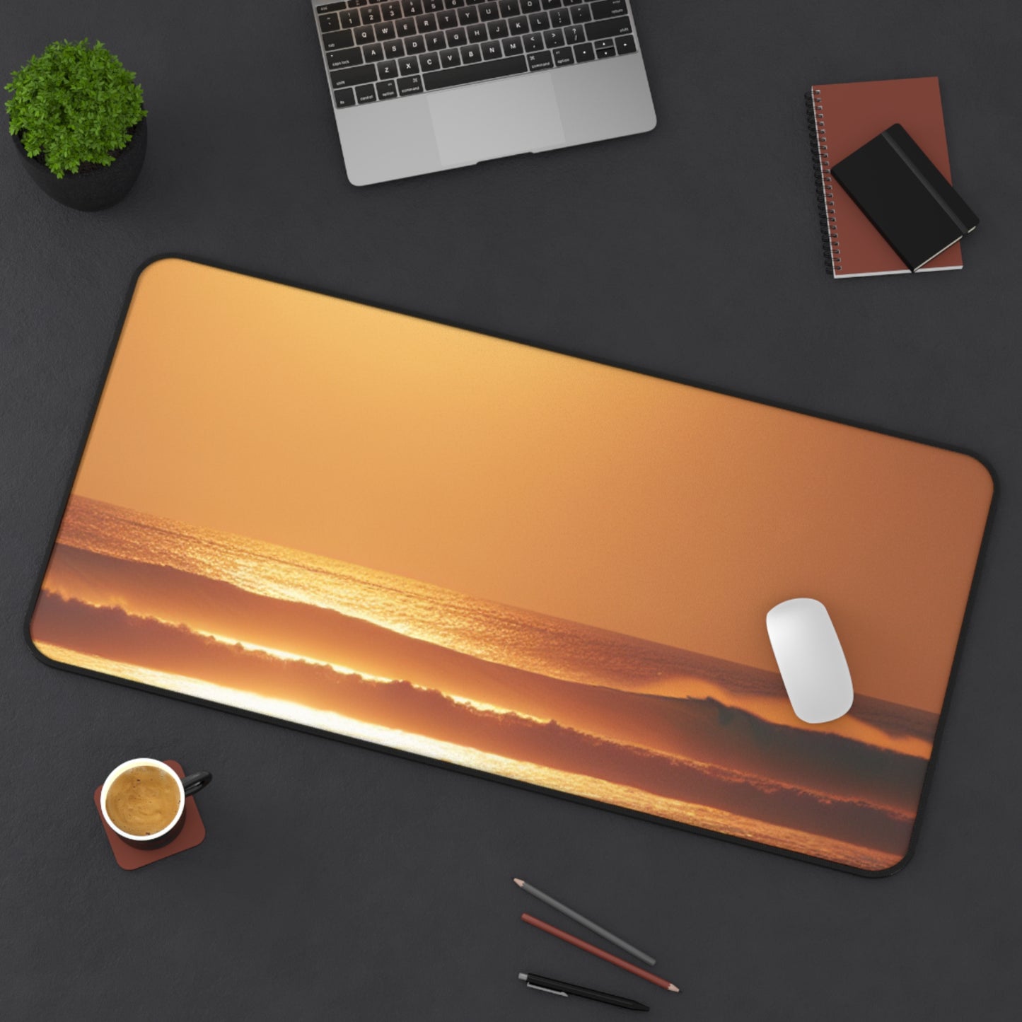 Serene Sunset Desk Mat - Ocean Wave Anti-Slip Mat, Home Office Décor, Gift for Beach Lovers, Gaming Surface, Positive Vibe Workspace, Calm