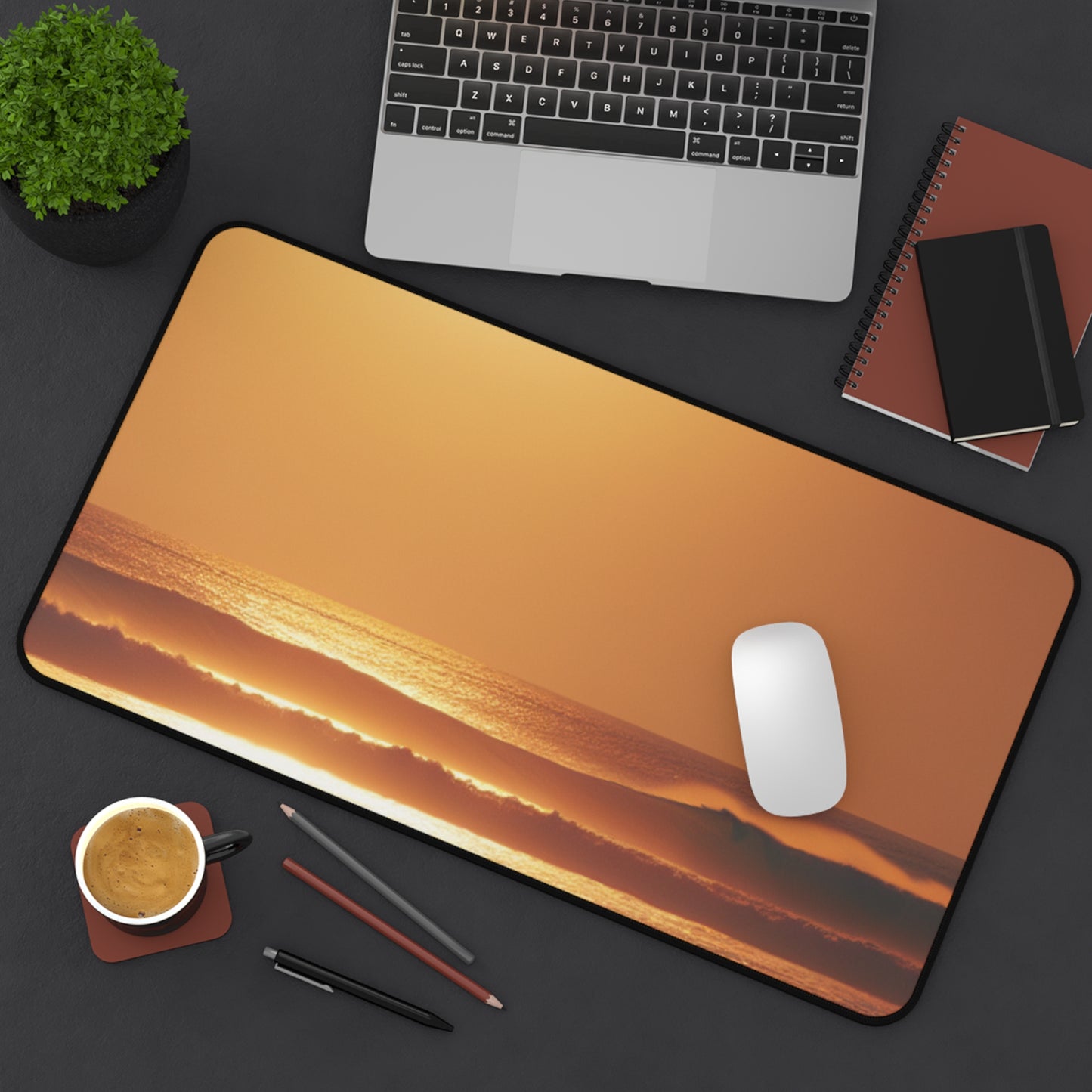 Serene Sunset Desk Mat - Ocean Wave Anti-Slip Mat, Home Office Décor, Gift for Beach Lovers, Gaming Surface, Positive Vibe Workspace, Calm