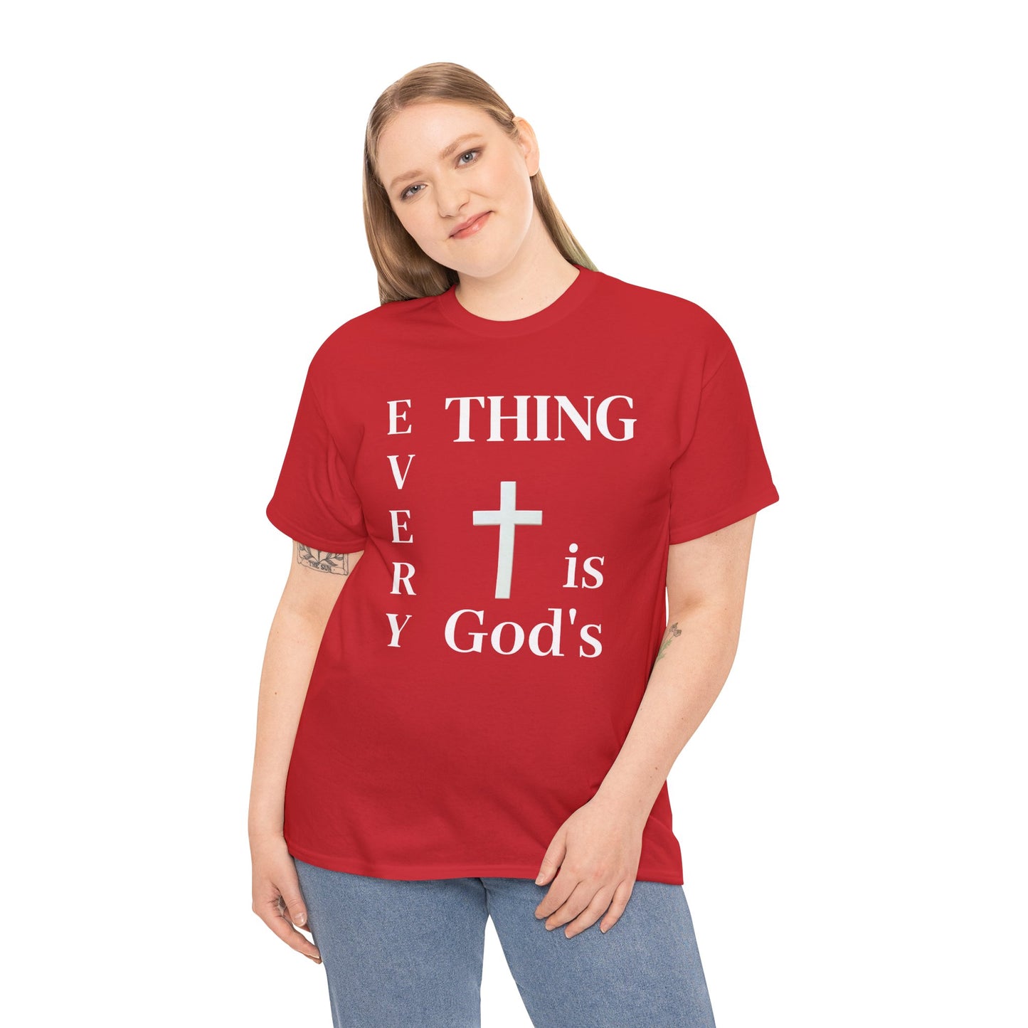 Unisex Heavy Cotton Tee - Everything is God's Faith-Based Graphic Tee, Spiritual Gift, Casual Wear, Christian Apparel, Religious T-Shirt