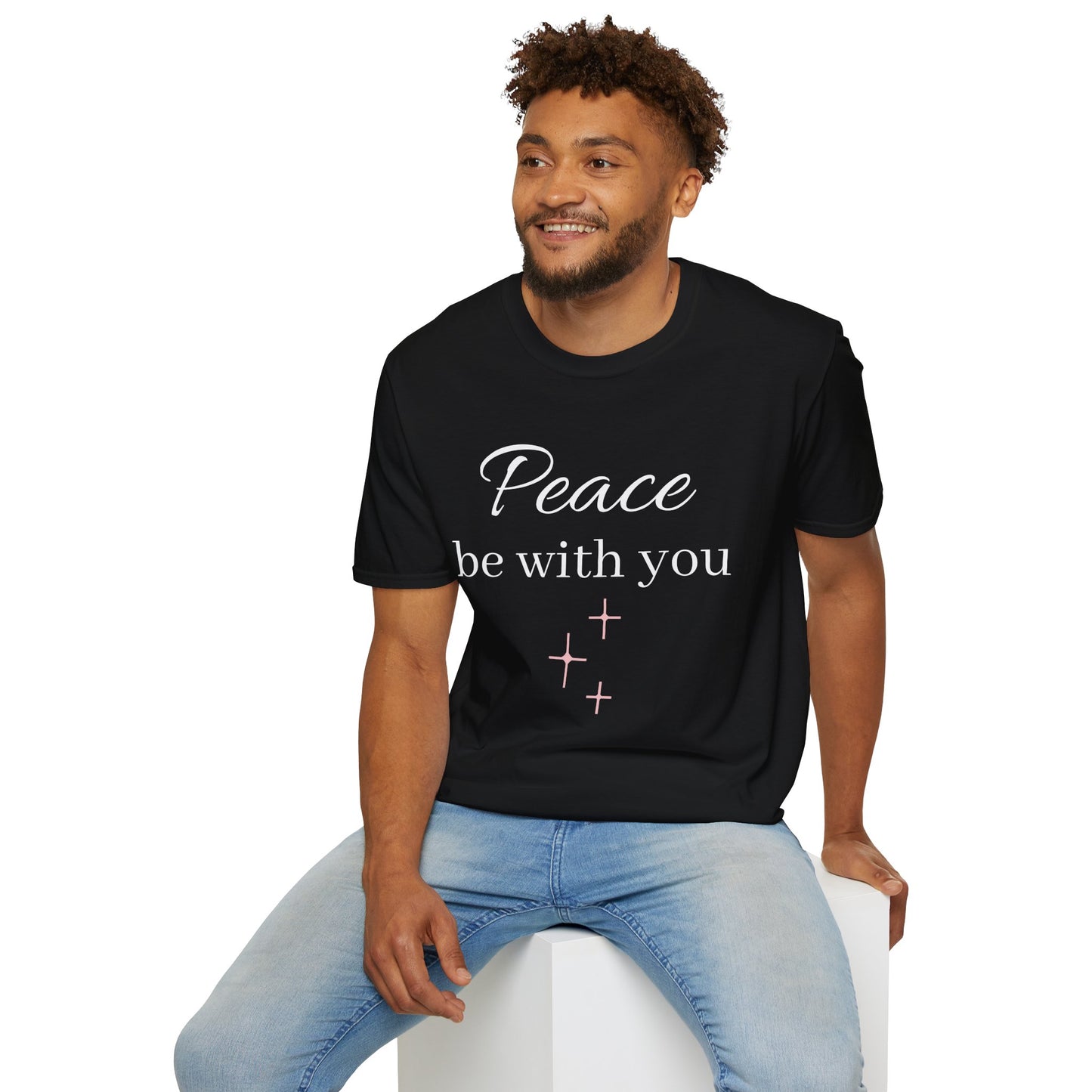 Inspirational Unisex Softstyle T-Shirt: 'May His Peace Be With You Always', Jesus tshirt