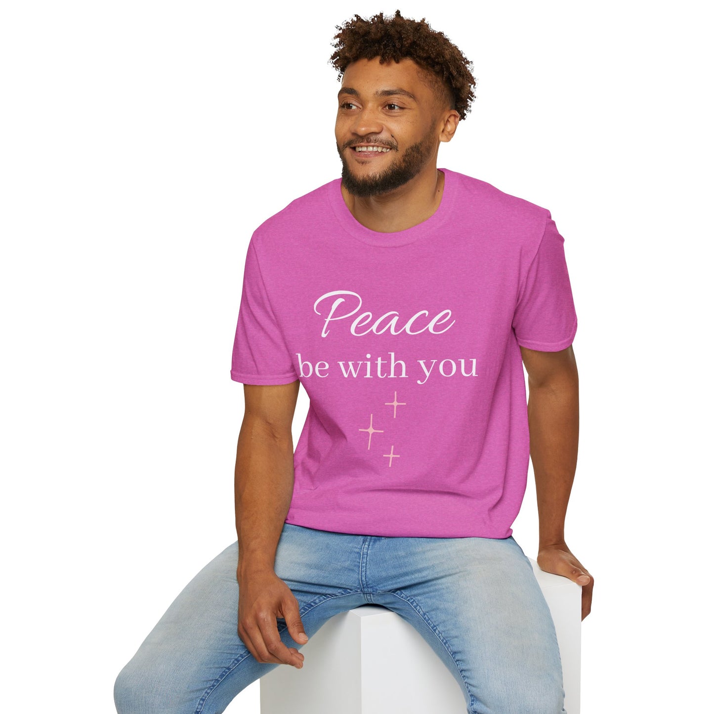Inspirational Unisex Softstyle T-Shirt: 'May His Peace Be With You Always', Jesus tshirt