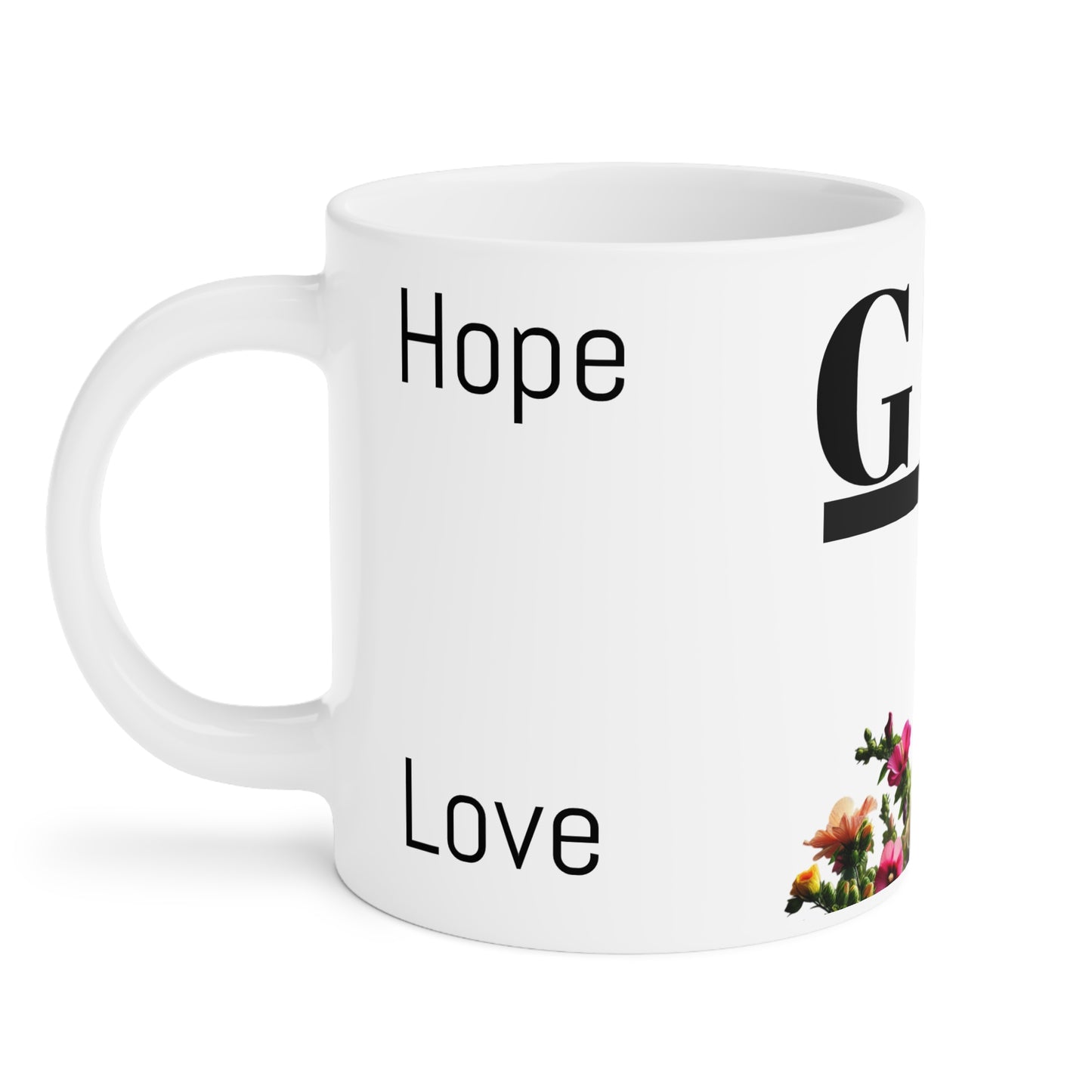 Inspirational Ceramic Mug - "God" with Hope & Love Designs – Perfect Gift for Faith & Encouragement