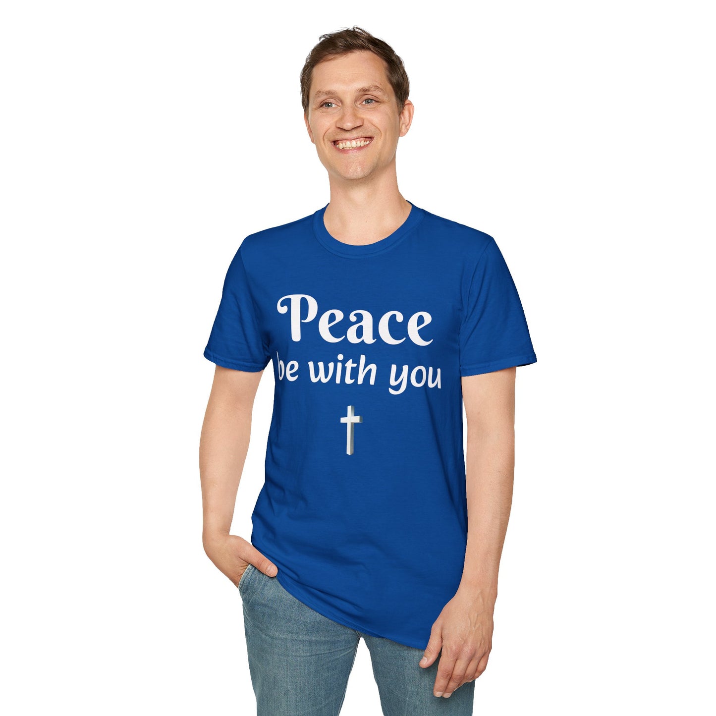 Peace Be With You Unisex Softstyle T-Shirt, Comfortable Tee, Relaxed Fit Shirt, Spiritual Gift, Casual Wear for Any Occasion