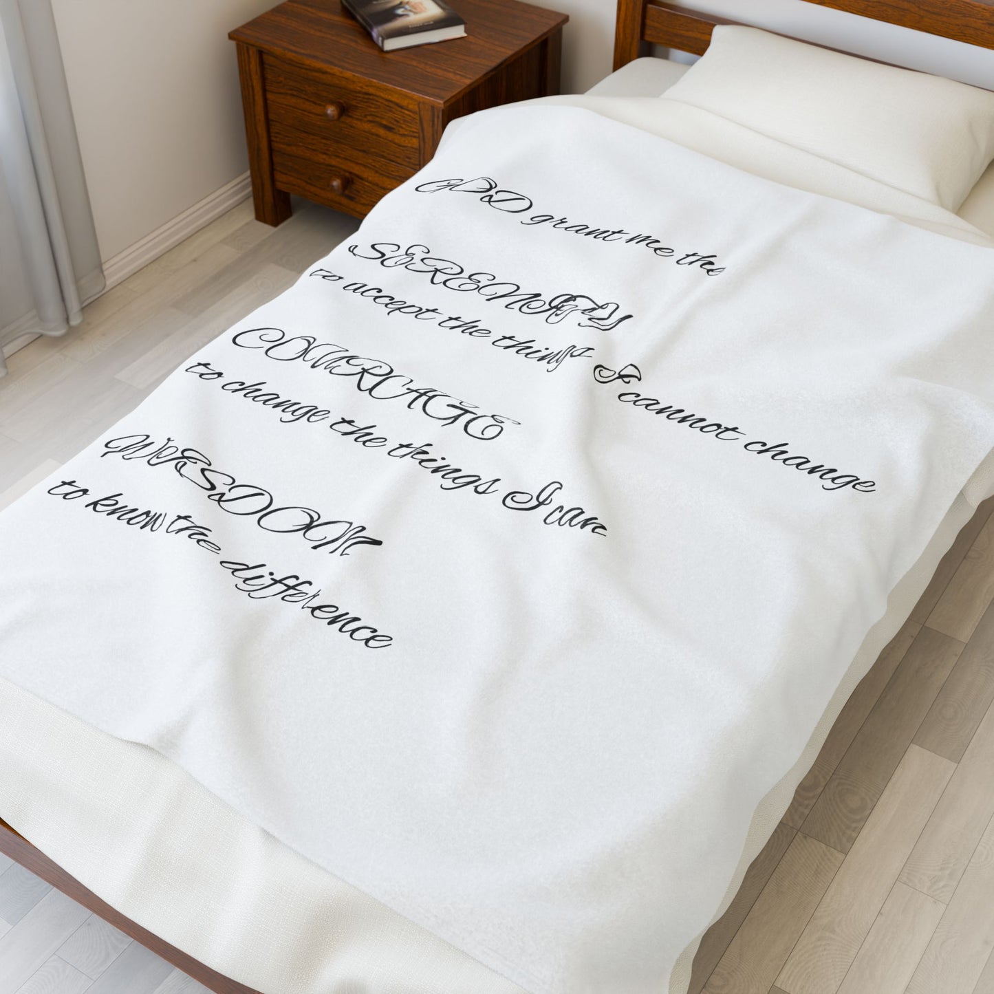 Serenity Prayer Velveteen Plush Blanket - Cozy Comfort for Mindfulness and inner Calm, Holy Reminder