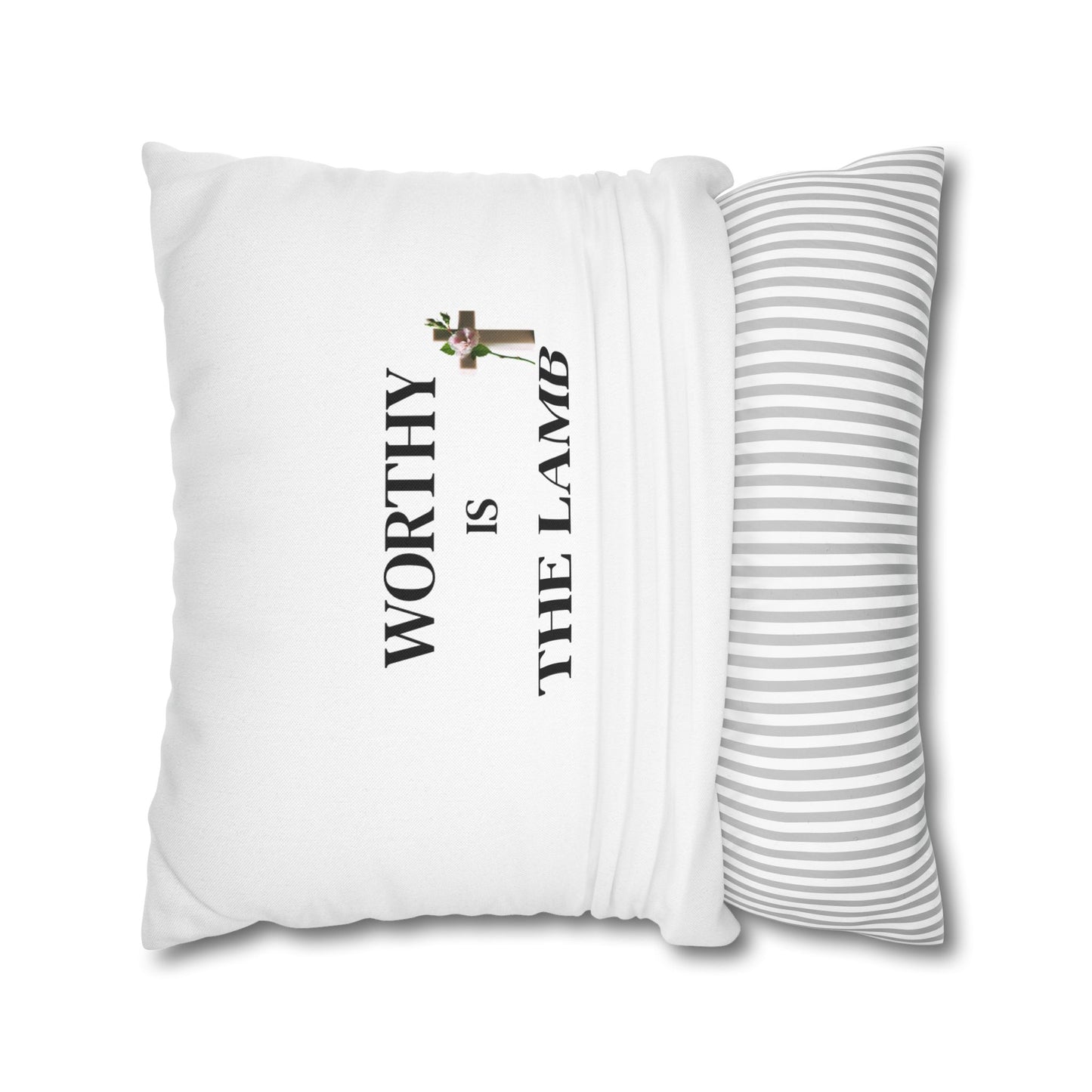 Inspirational Square Pillowcase - 'Worthy is the Lamb', Modern Home Decor Accent, Christian Gifts, Cozy Couch Pillows, Faith Decor