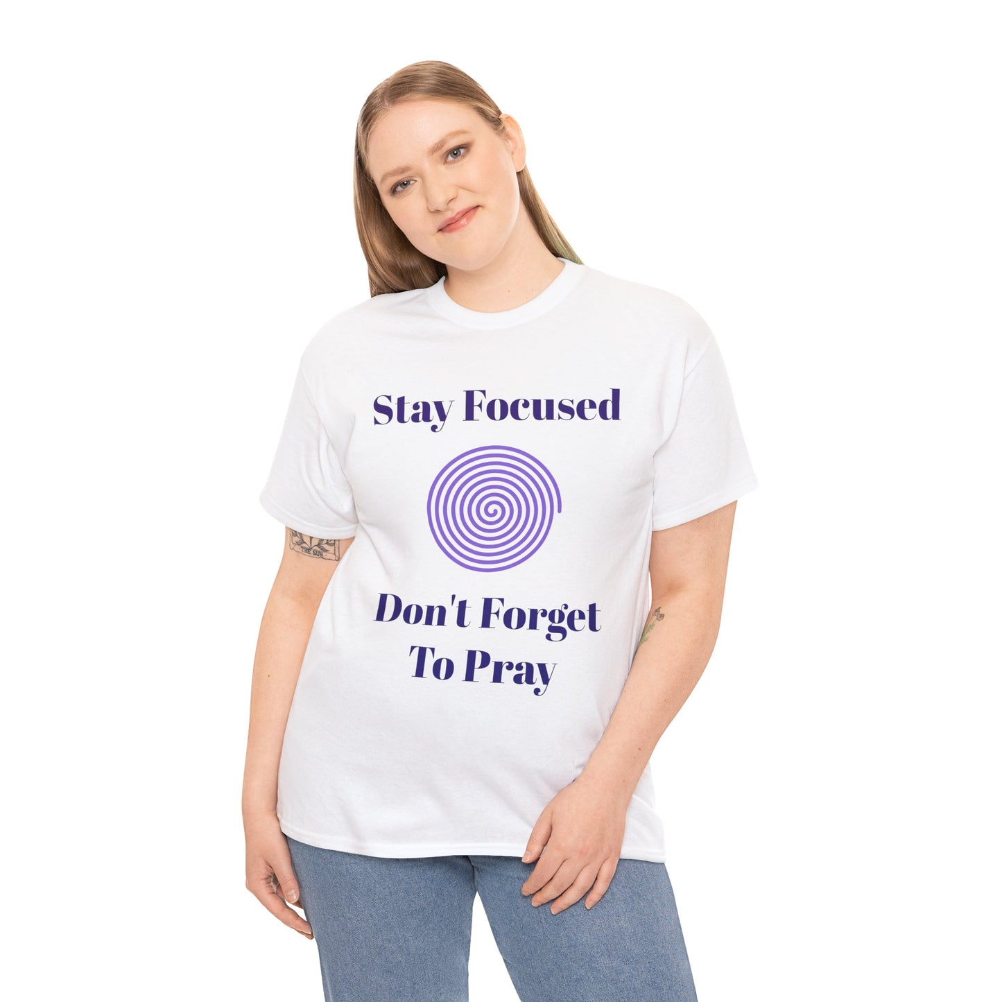 Stay Focused Unisex Heavy Cotton Tee - Motivational Relaxed Fit Shirt