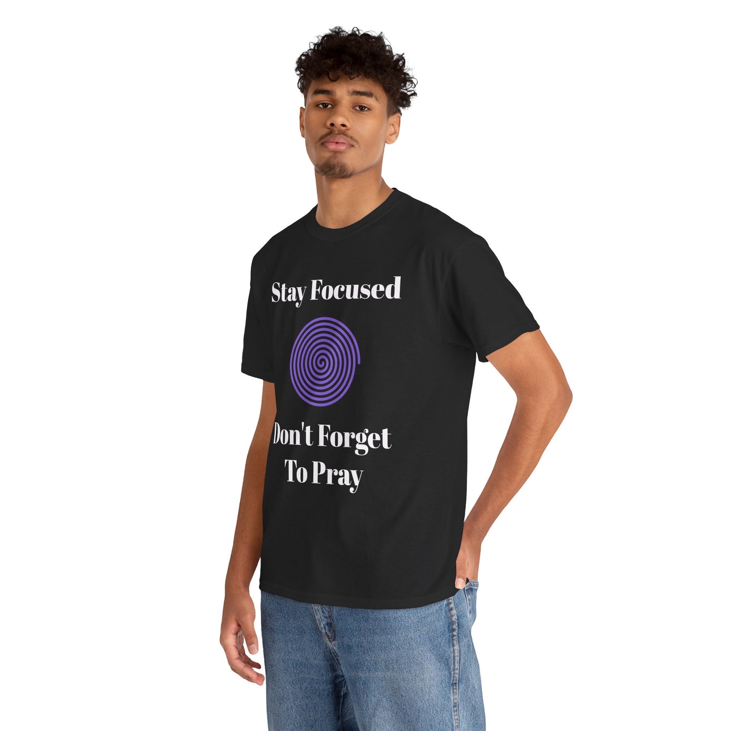 Stay Focused Unisex Heavy Cotton Tee - Motivational Relaxed Fit Shirt