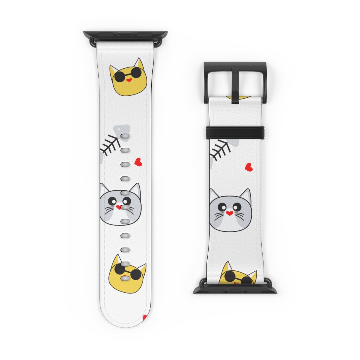 Cute Cat-Themed Watch Band, Kid's Gift, Pet Lover Accessory, Fun Watch Strap, Animal Print Watch Band, Fun Happy Cat Lover band