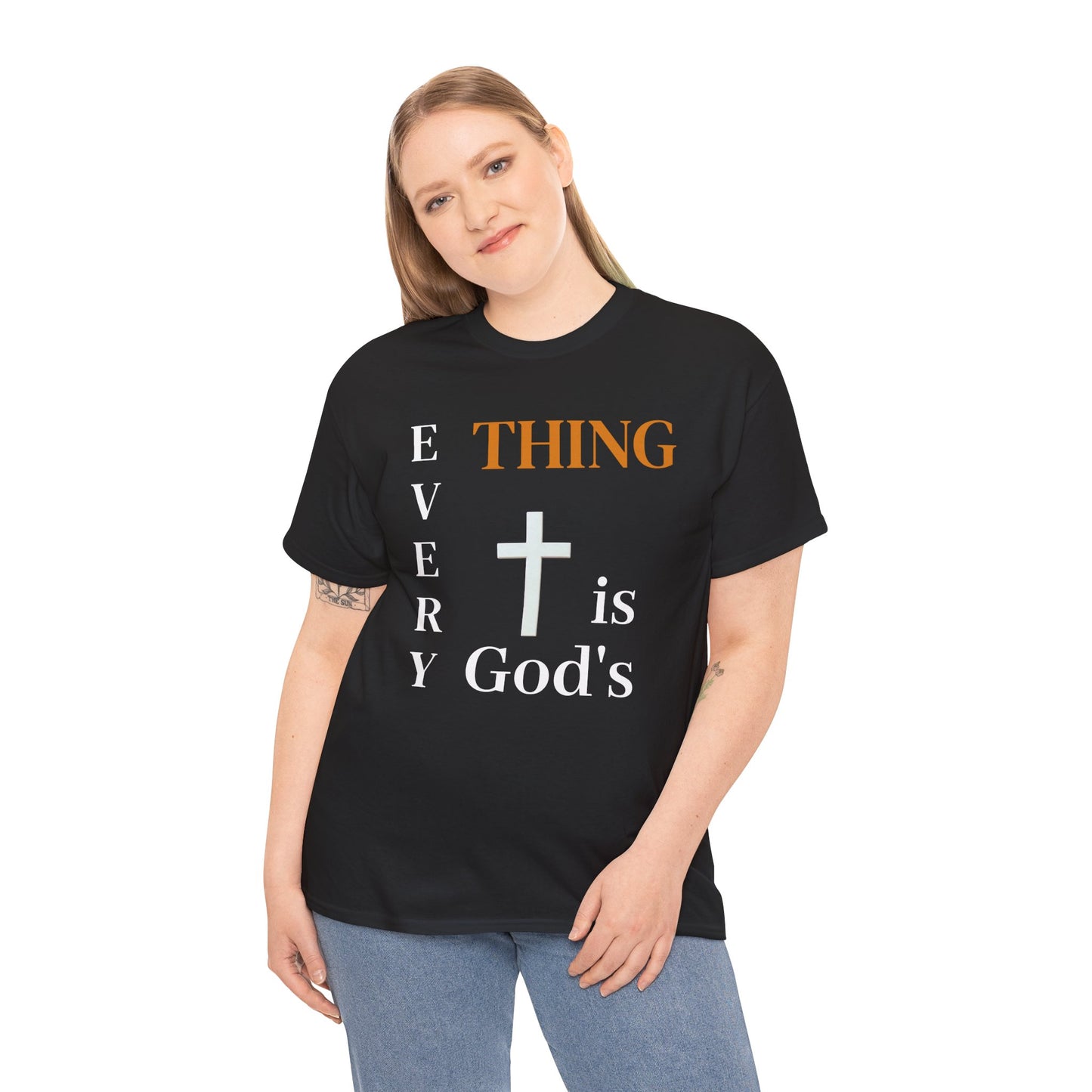Unisex Heavy Cotton Tee - Everything is God's Faith-Based Graphic Tee, Spiritual Gift, Casual Wear, Christian Apparel, Religious T-Shirt