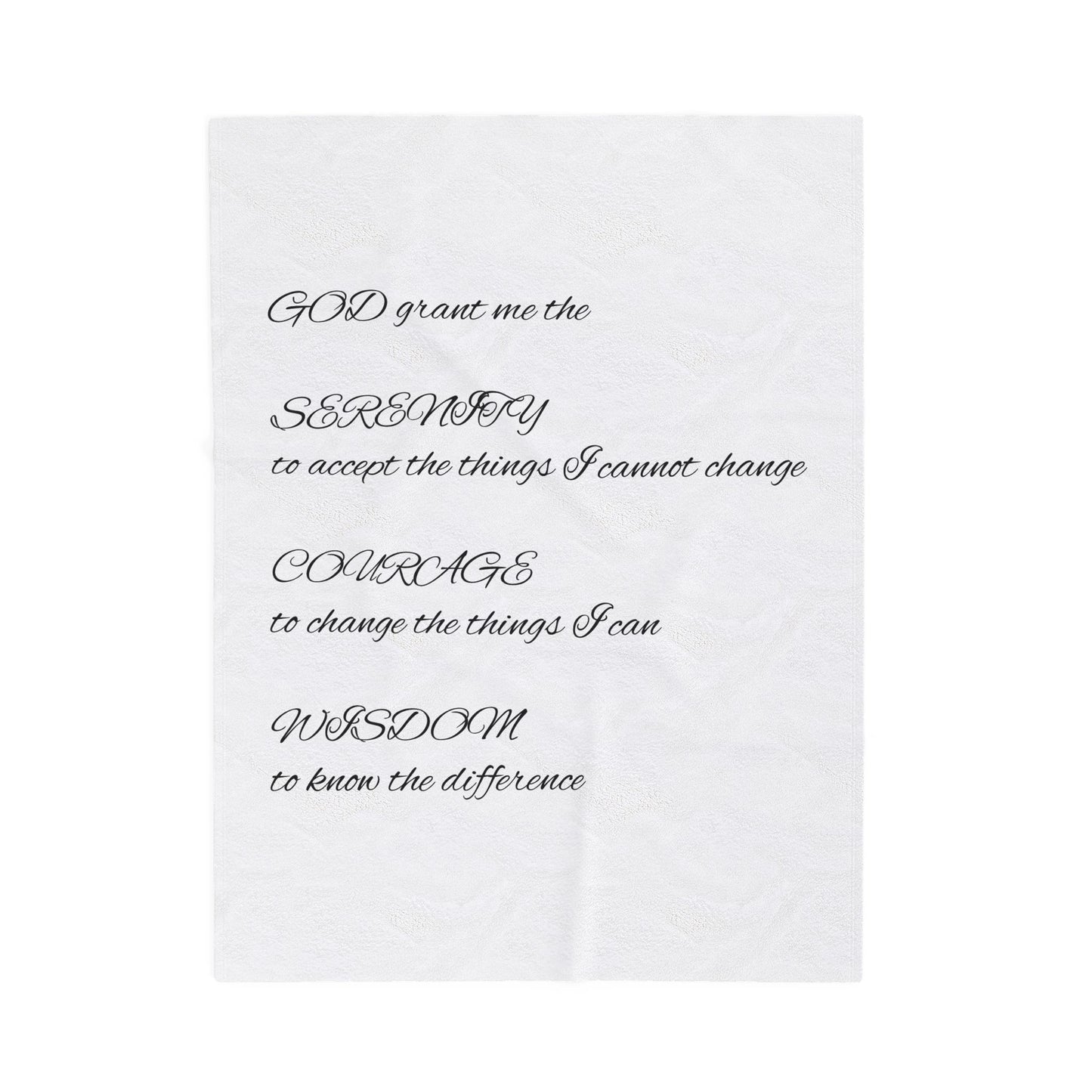 Serenity Prayer Velveteen Plush Blanket - Cozy Comfort for Mindfulness and inner Calm, Holy Reminder