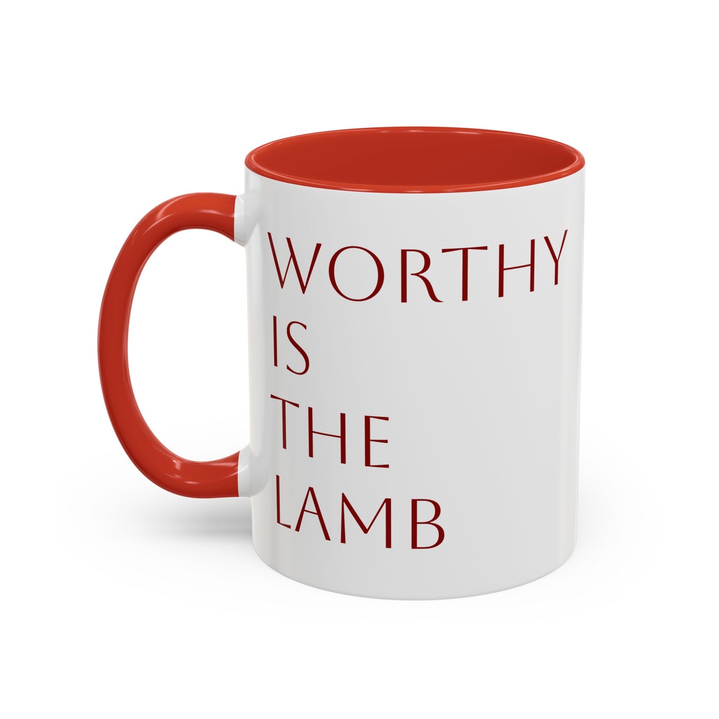 Worthy is the Lamb Accent Coffee Mug - 11oz & 15oz - Inspirational Drinkware for Christian Blessings