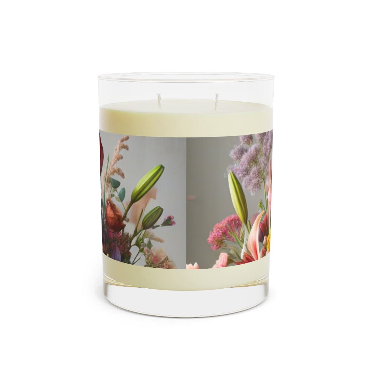Floral Scented Candle - Luxurious 11oz Full Glass with Double Wicks