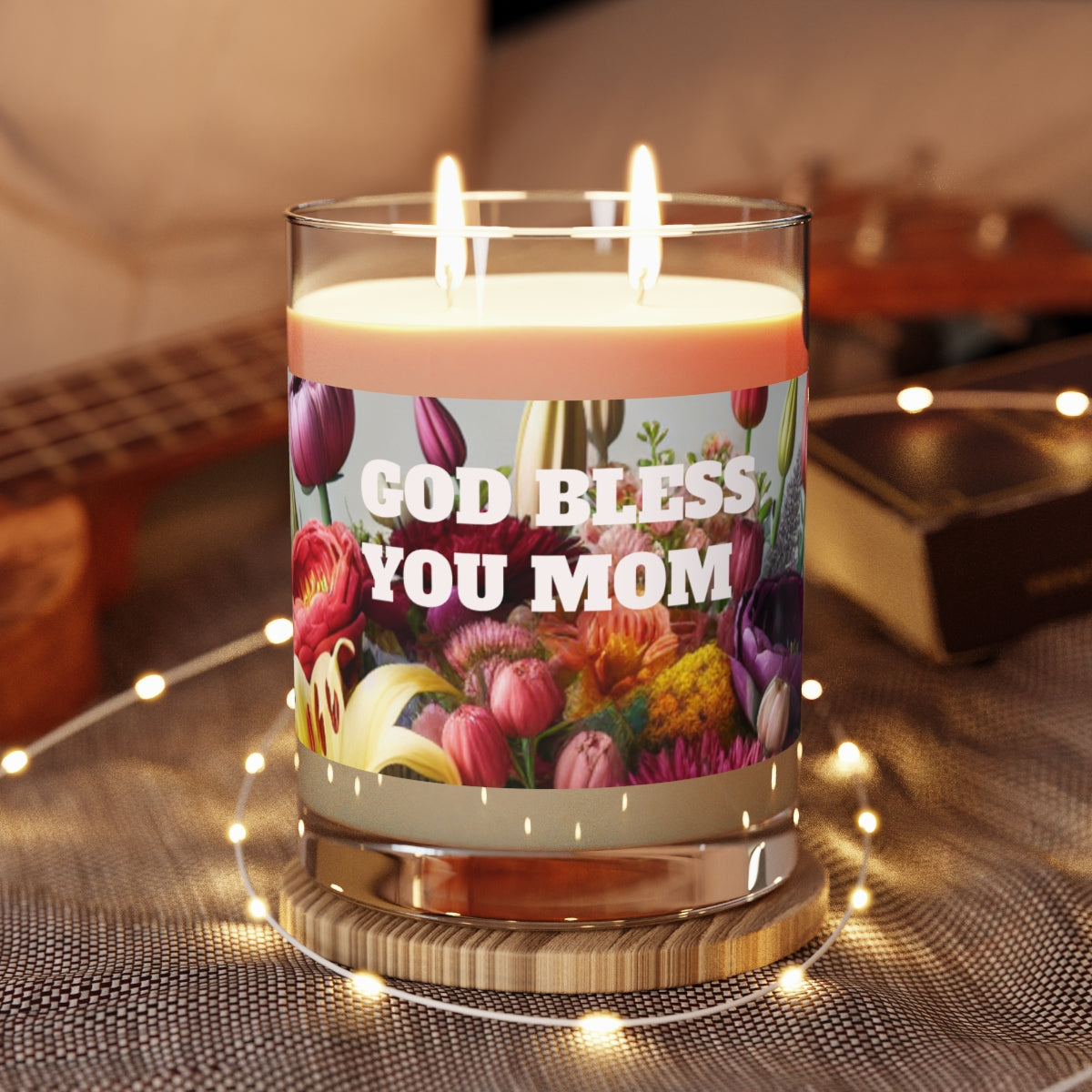 Floral Scented Candle - Luxurious 11oz Full Glass with Double Wicks