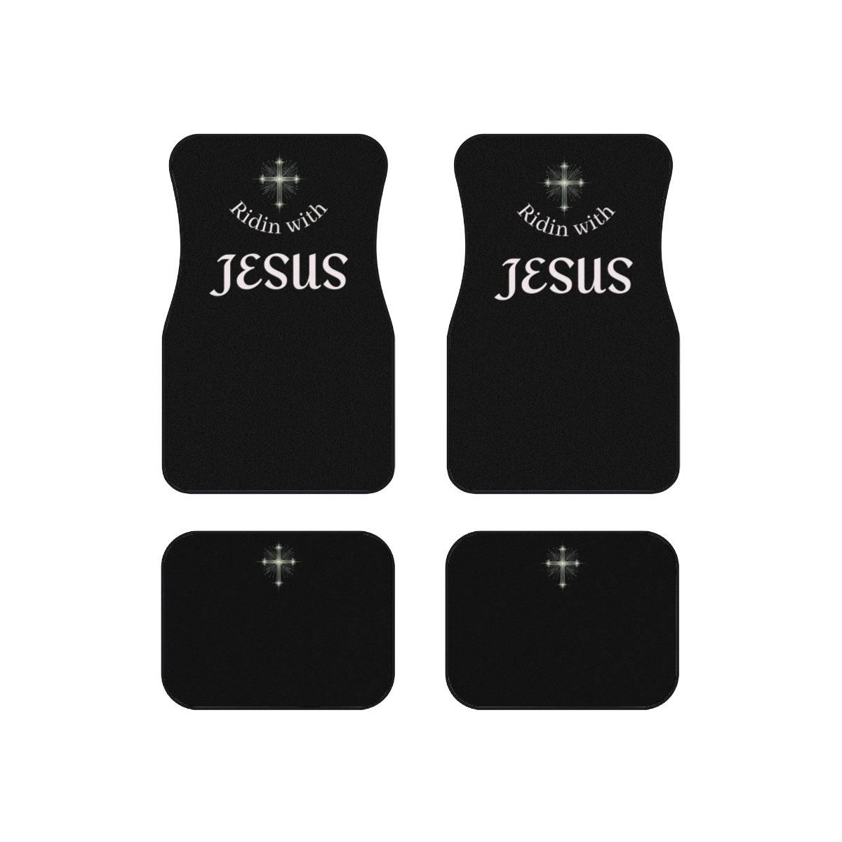 Car Mats Set, Ride with Jesus Black Floor Mats, Inspirational Car Accessories, Faith-based Car Decor, Religious Gift for Believers
