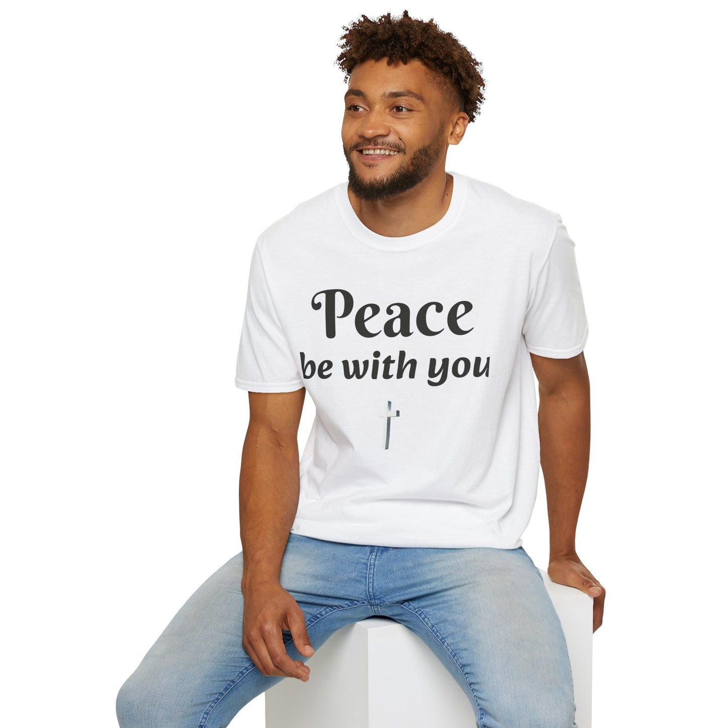 Peace Be With You Unisex Softstyle T-Shirt, Comfortable Tee, Relaxed Fit Shirt, Spiritual Gift, Casual Wear for Any Occasion