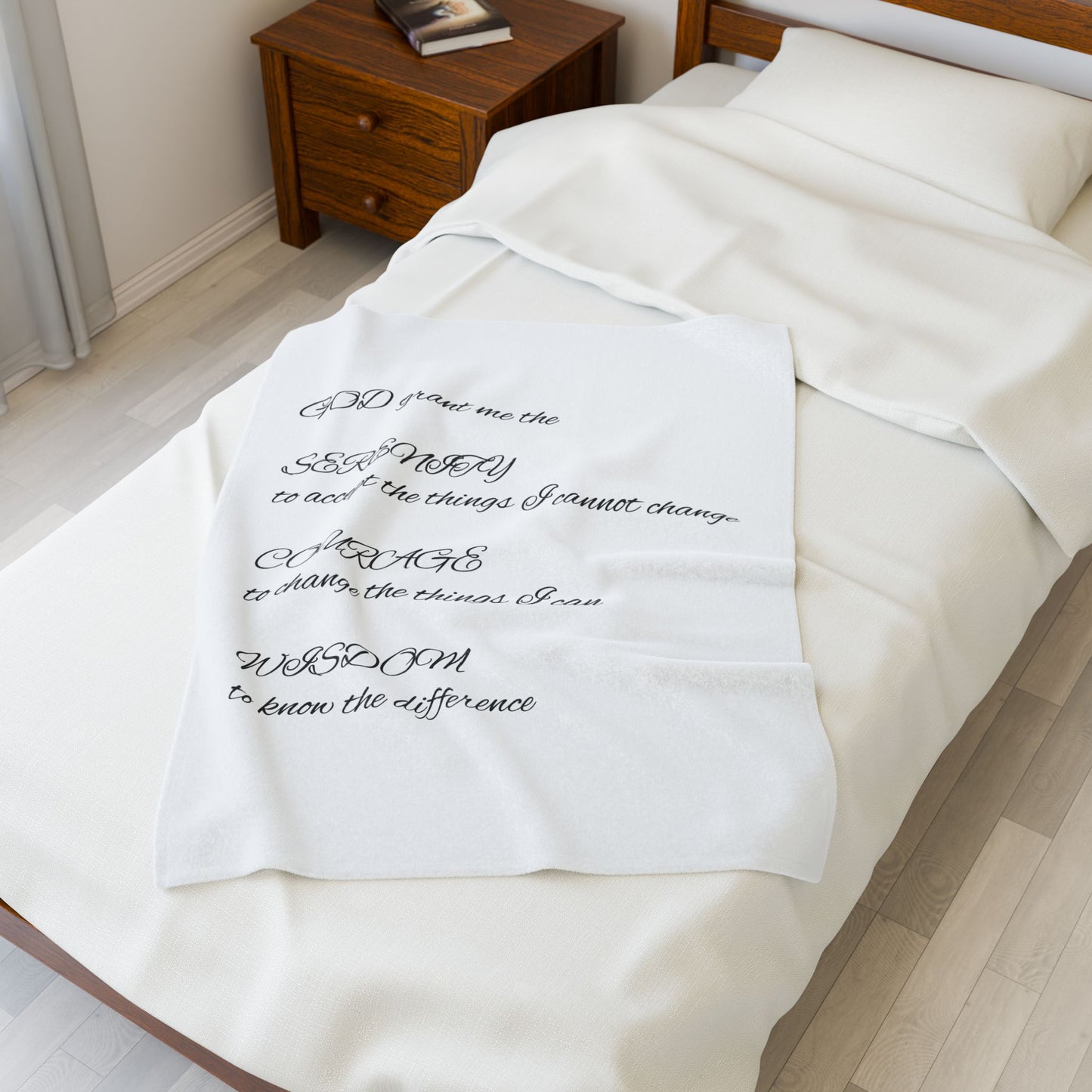 Serenity Prayer Velveteen Plush Blanket - Cozy Comfort for Mindfulness and inner Calm, Holy Reminder