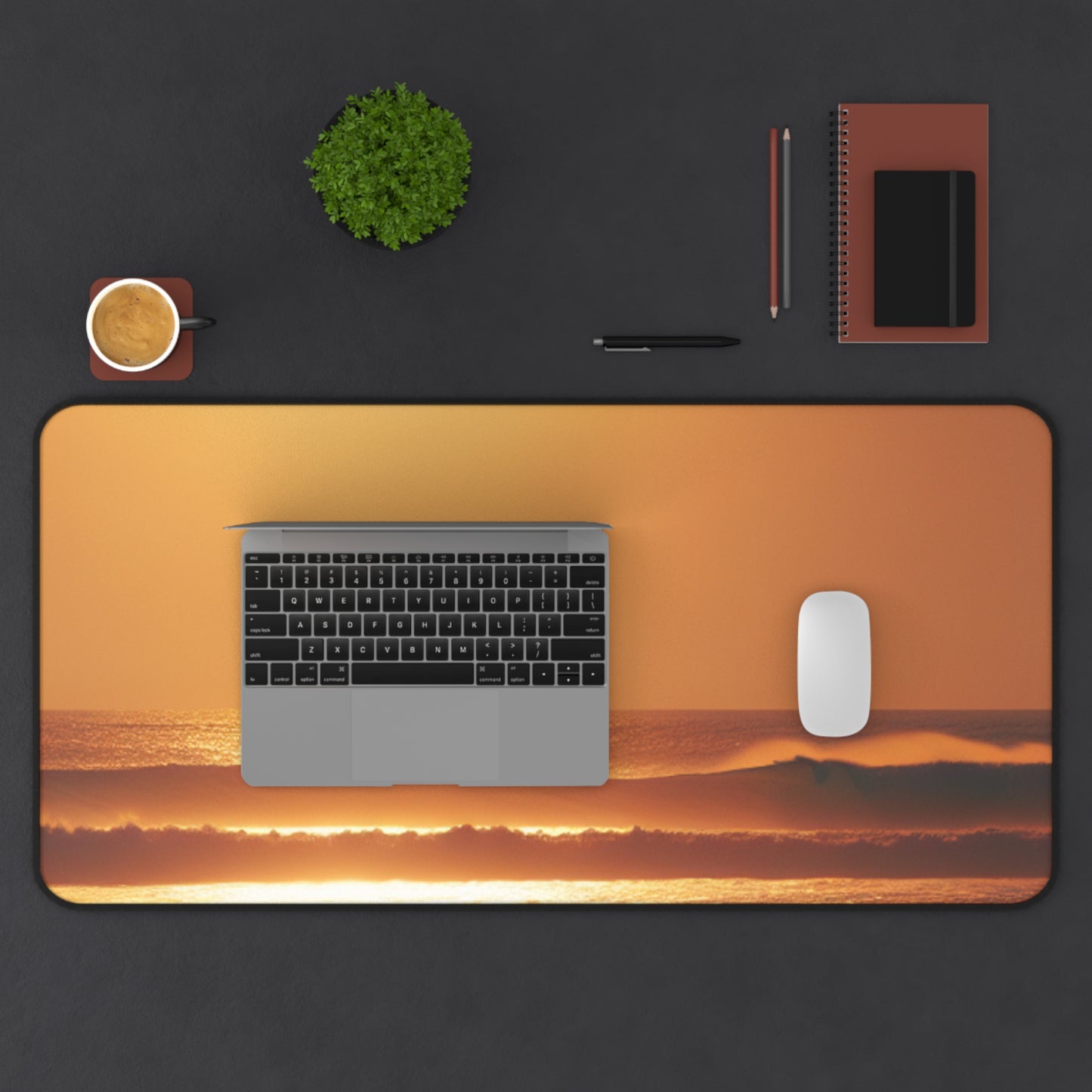 Serene Sunset Desk Mat - Ocean Wave Anti-Slip Mat, Home Office Décor, Gift for Beach Lovers, Gaming Surface, Positive Vibe Workspace, Calm