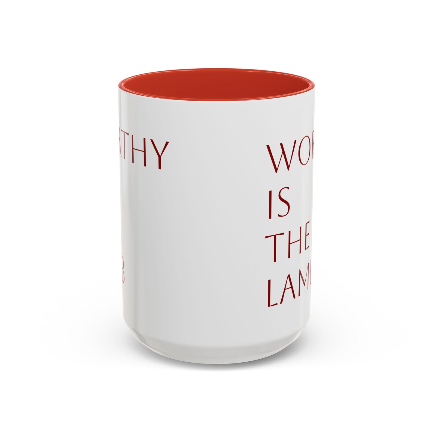Worthy is the Lamb Accent Coffee Mug - 11oz & 15oz - Inspirational Drinkware for Christian Blessings