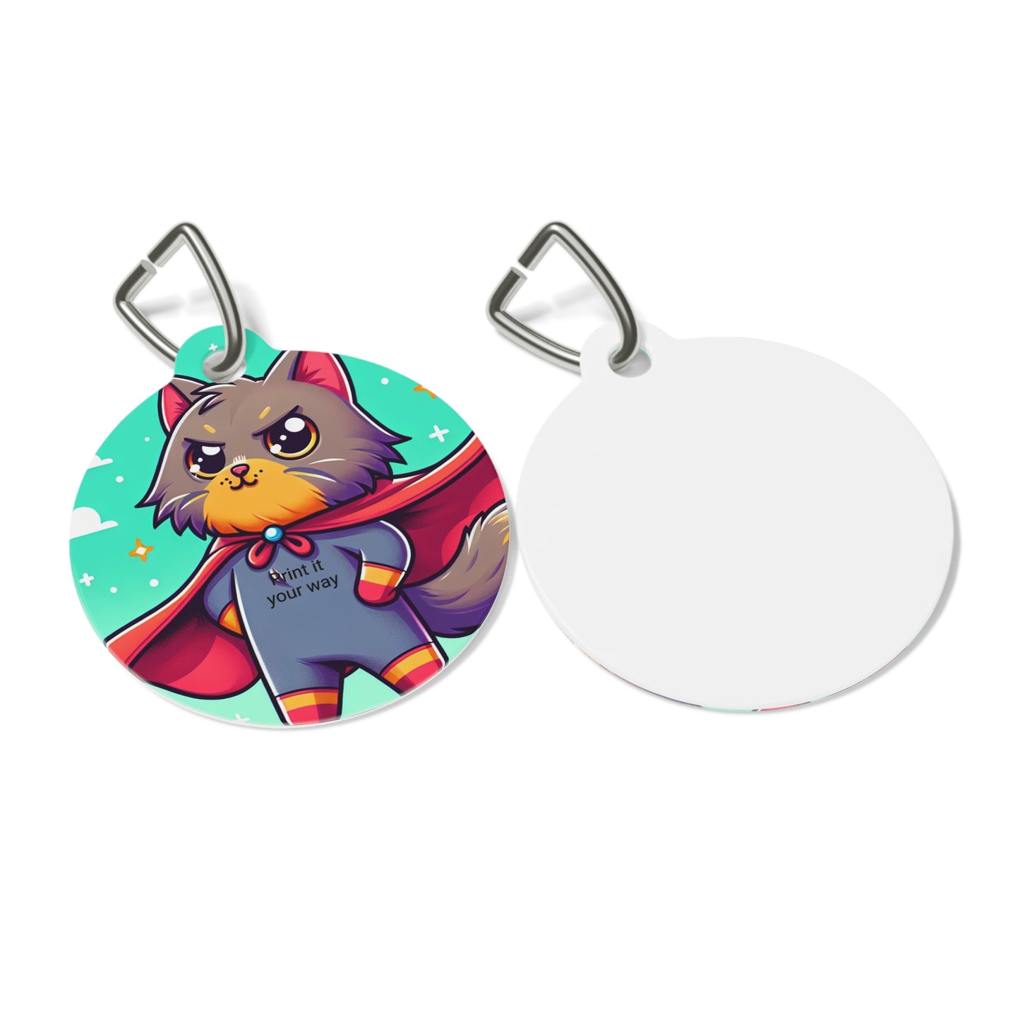 Superhero Cat Tag, Custom Pet Name Tag, Unique Cat Tag, Cute Cat Tag, Personalized Pet Accessories, Pet Gift, Cat Lovers