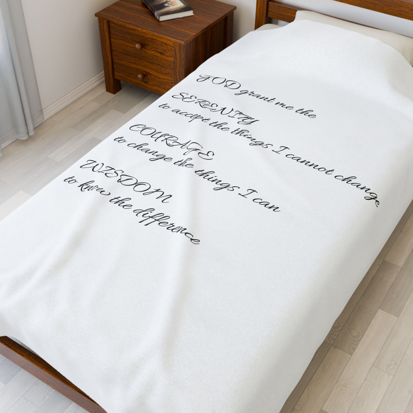 Serenity Prayer Velveteen Plush Blanket - Cozy Comfort for Mindfulness and inner Calm, Holy Reminder