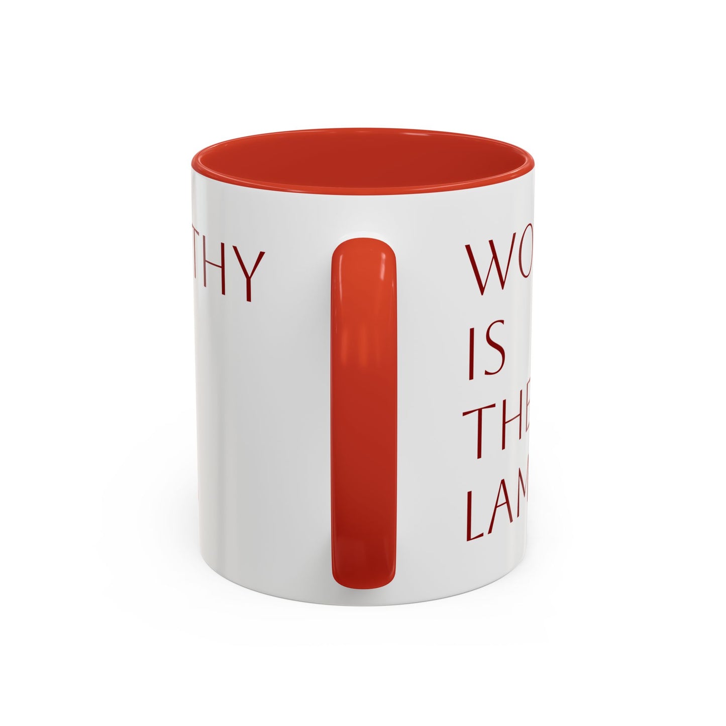 Worthy is the Lamb Accent Coffee Mug - 11oz & 15oz - Inspirational Drinkware for Christian Blessings
