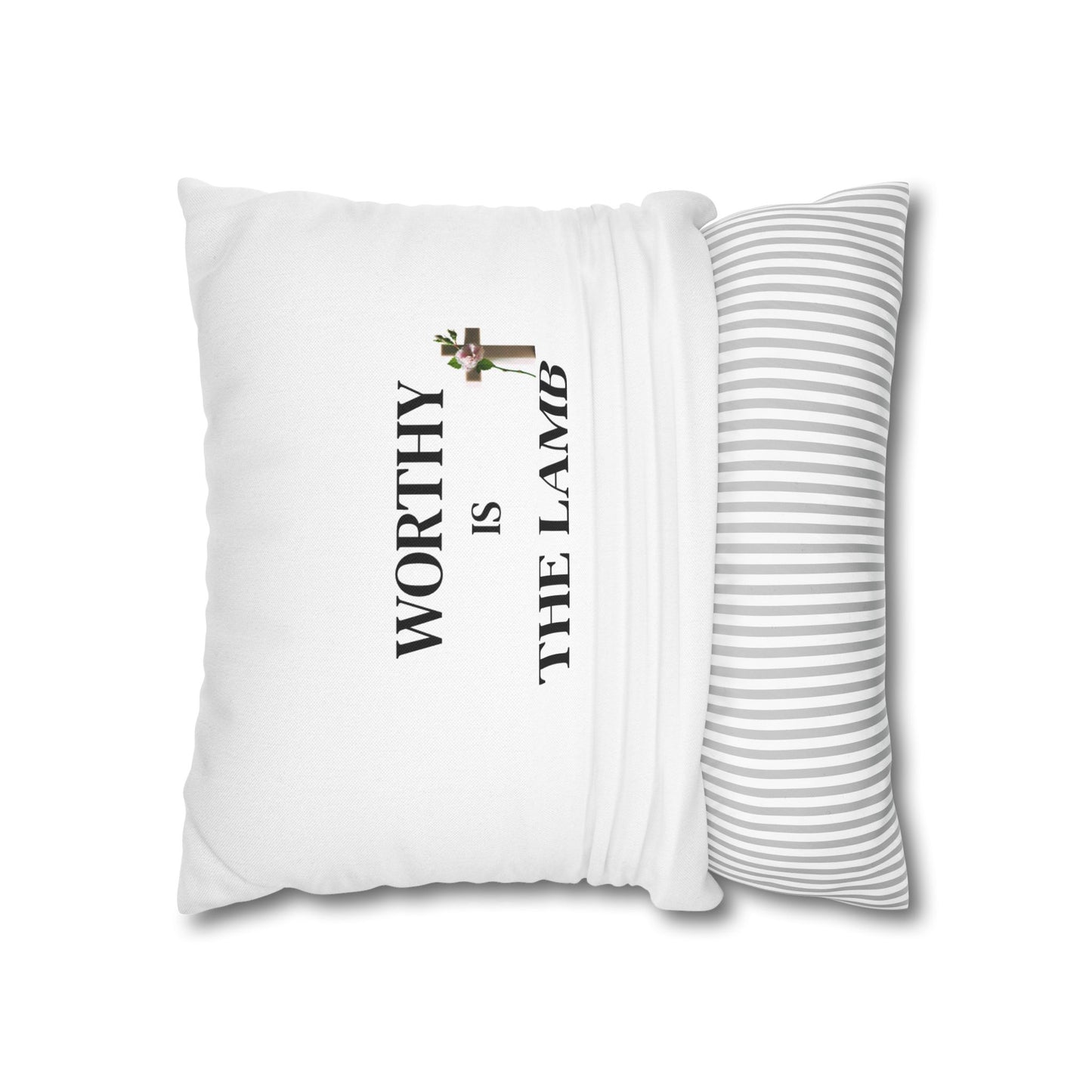 Inspirational Square Pillowcase - 'Worthy is the Lamb', Modern Home Decor Accent, Christian Gifts, Cozy Couch Pillows, Faith Decor