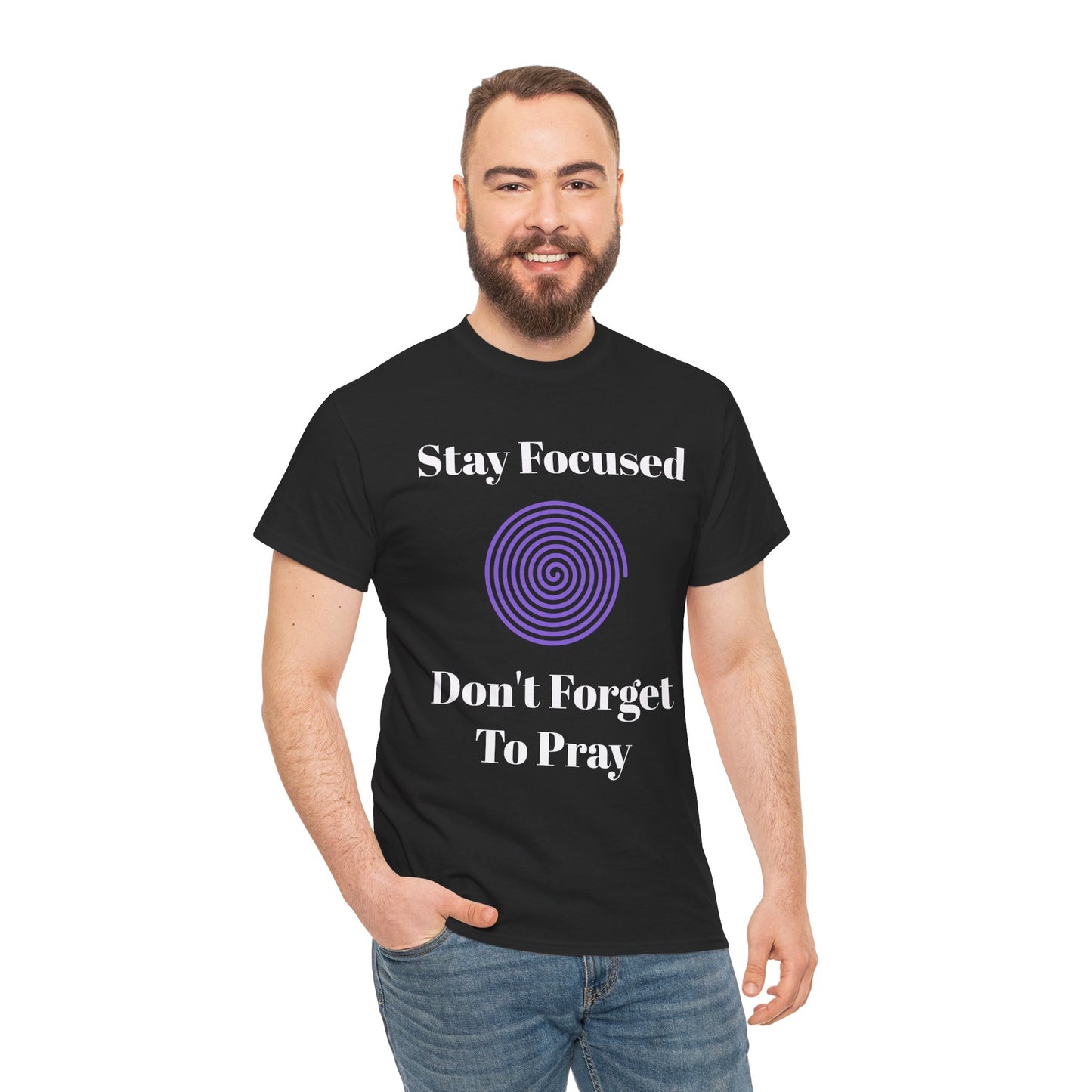 Stay Focused Unisex Heavy Cotton Tee - Motivational Relaxed Fit Shirt