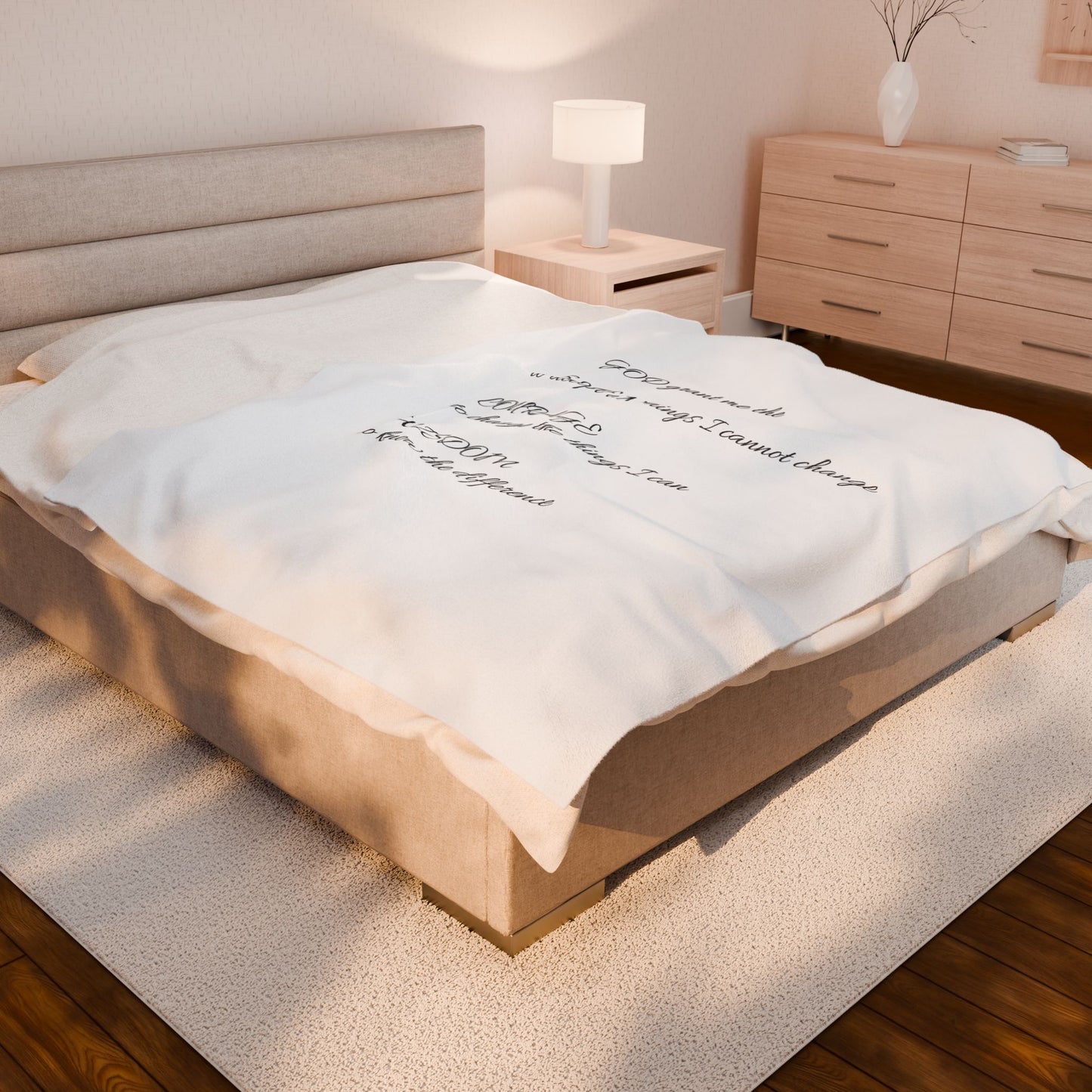 Serenity Prayer Velveteen Plush Blanket - Cozy Comfort for Mindfulness and inner Calm, Holy Reminder