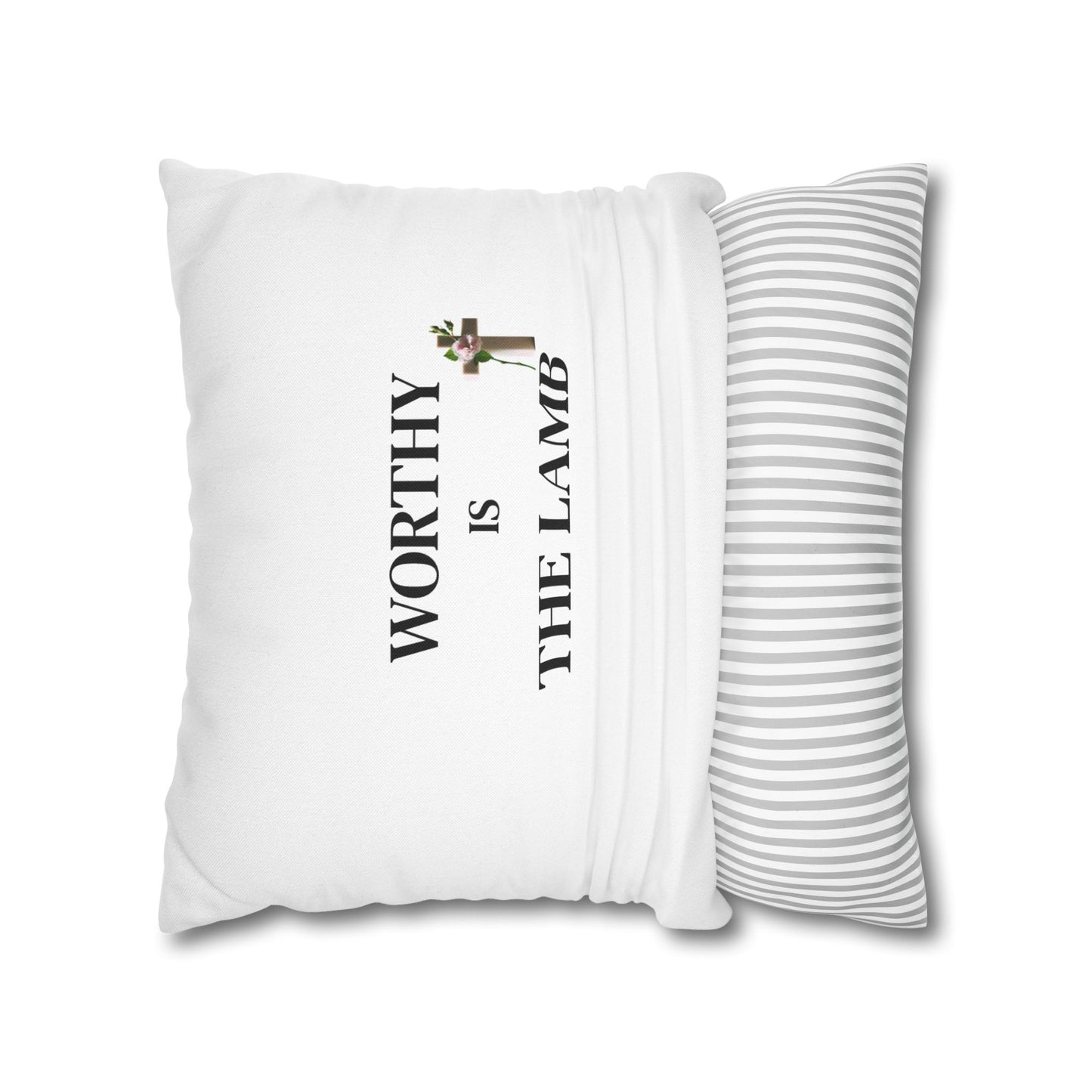 Inspirational Square Pillowcase - 'Worthy is the Lamb', Modern Home Decor Accent, Christian Gifts, Cozy Couch Pillows, Faith Decor