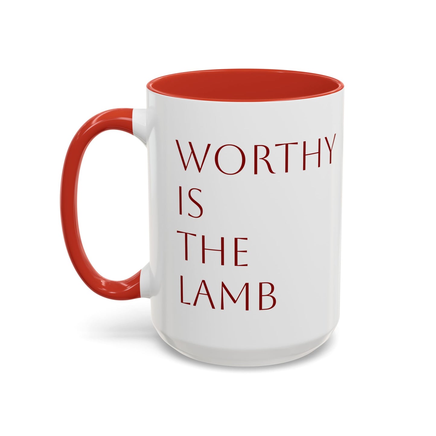 Worthy is the Lamb Accent Coffee Mug - 11oz & 15oz - Inspirational Drinkware for Christian Blessings