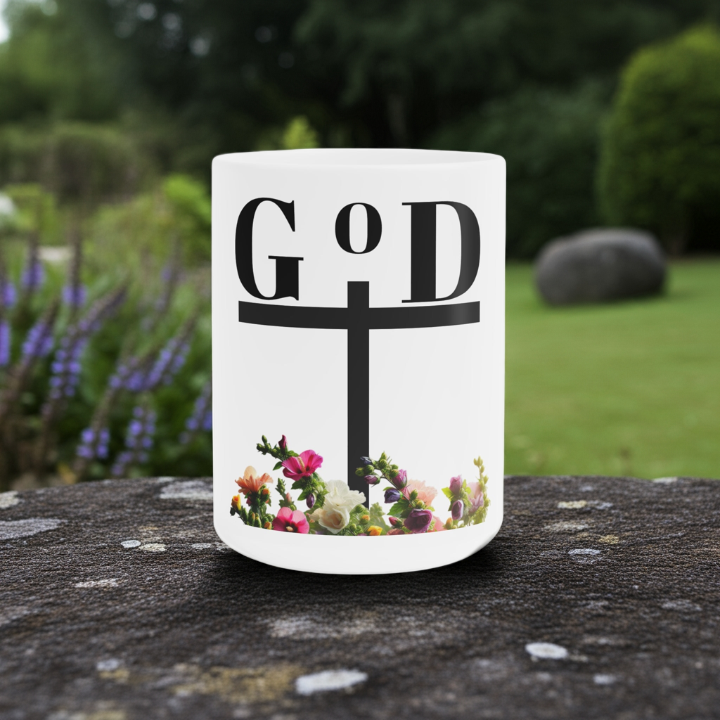 Inspirational Ceramic Mug - "God" with Hope & Love Designs – Perfect Gift for Faith & Encouragement