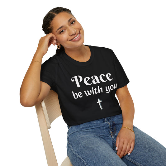 Peace Be With You Unisex Softstyle T-Shirt, Comfortable Tee, Relaxed Fit Shirt, Spiritual Gift, Casual Wear for Any Occasion