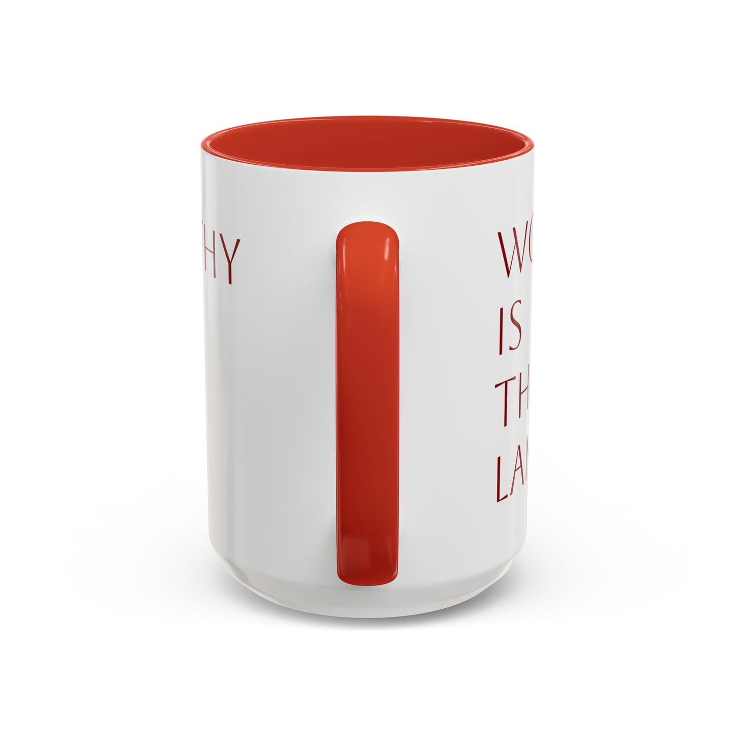 Worthy is the Lamb Accent Coffee Mug - 11oz & 15oz - Inspirational Drinkware for Christian Blessings