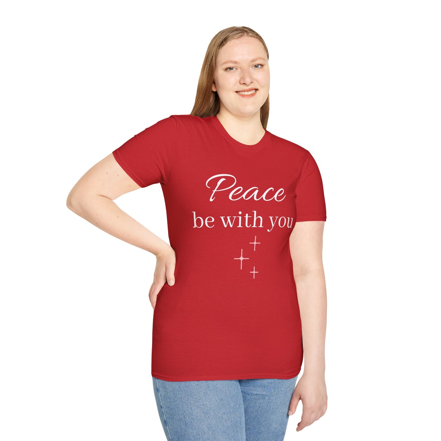 Inspirational Unisex Softstyle T-Shirt: 'May His Peace Be With You Always', Jesus tshirt