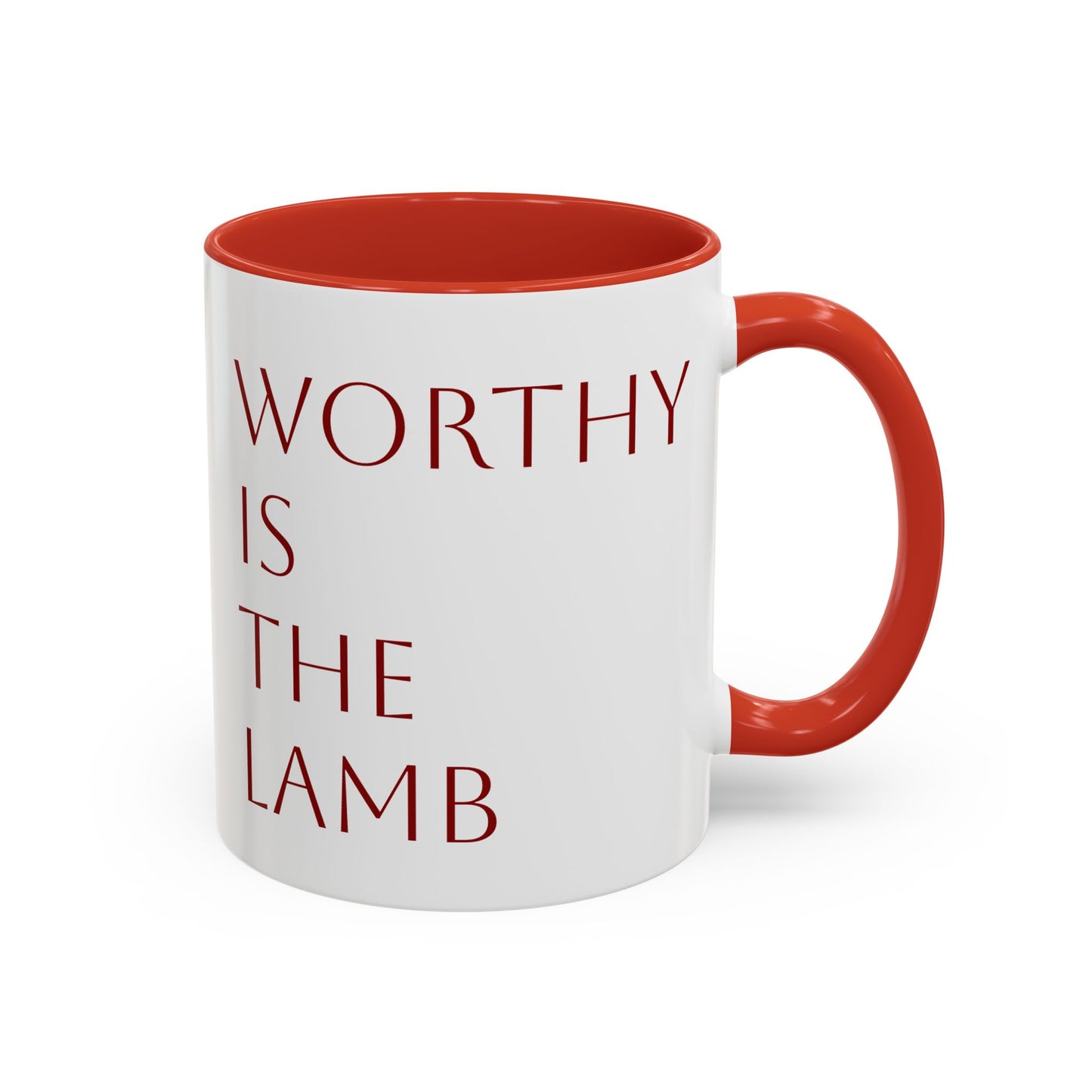 Worthy is the Lamb Accent Coffee Mug - 11oz & 15oz - Inspirational Drinkware for Christian Blessings