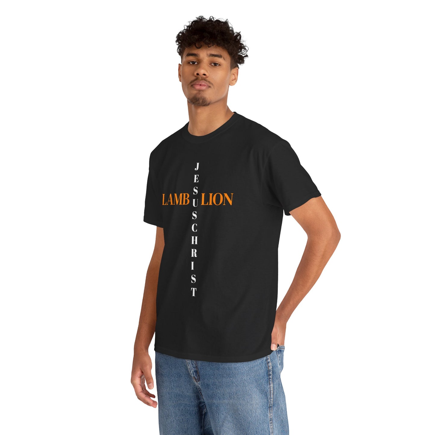 Unisex Heavy Cotton Tee with 'Jesus, Lamb, Lion, Christ' Design - Christian Apparel, Inspirational T-Shirt, Faith-Based Gift, [...]