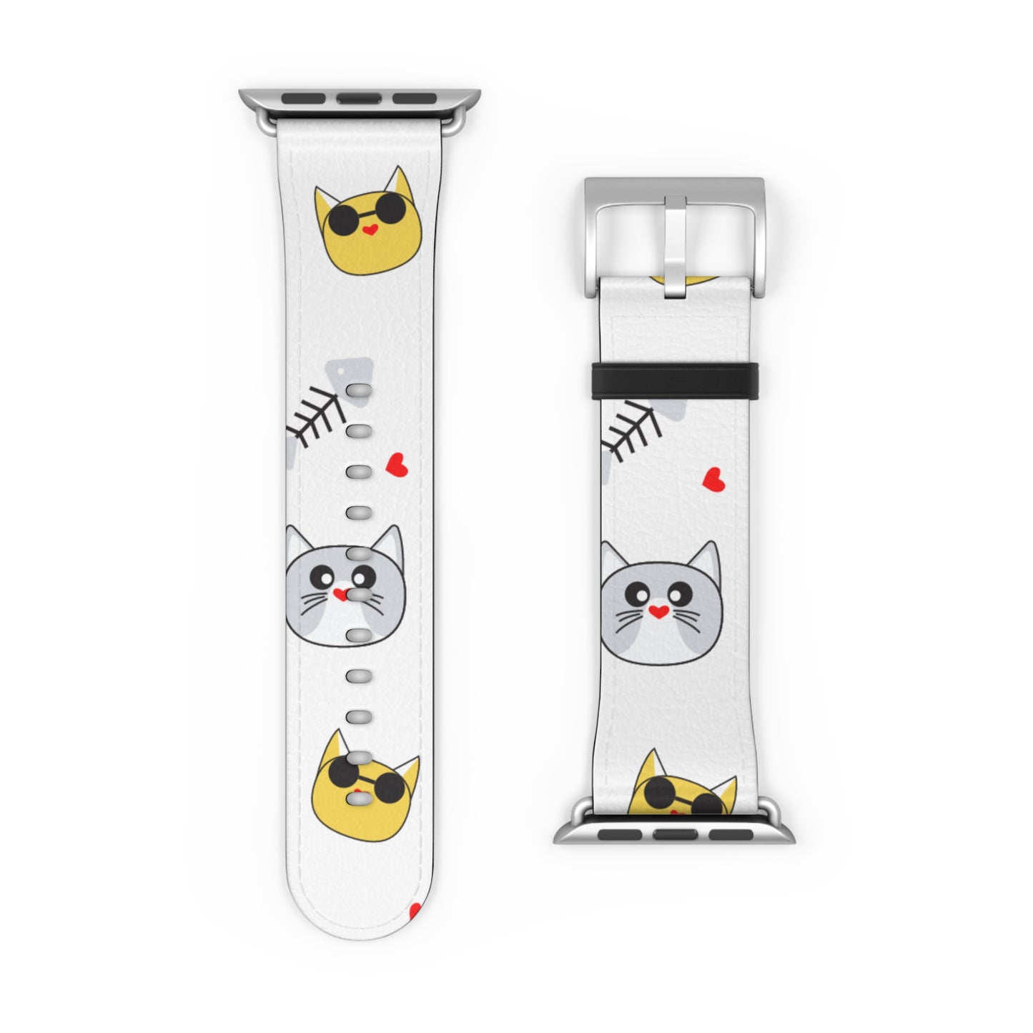 Cute Cat-Themed Watch Band, Kid's Gift, Pet Lover Accessory, Fun Watch Strap, Animal Print Watch Band, Fun Happy Cat Lover band