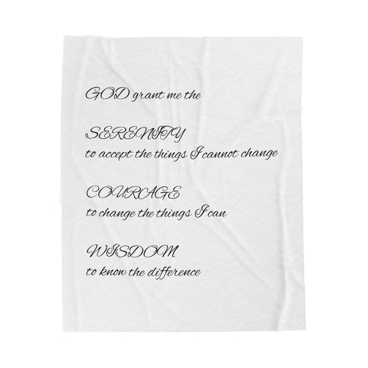 Serenity Prayer Velveteen Plush Blanket - Cozy Comfort for Mindfulness and inner Calm, Holy Reminder