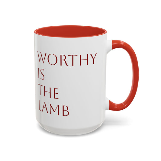 Worthy is the Lamb Accent Coffee Mug - 11oz & 15oz - Inspirational Drinkware for Christian Blessings