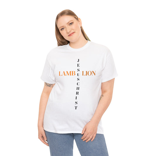 Unisex Heavy Cotton Tee with 'Jesus, Lamb, Lion, Christ' Design - Christian Apparel, Inspirational T-Shirt, Faith-Based Gift, [...]