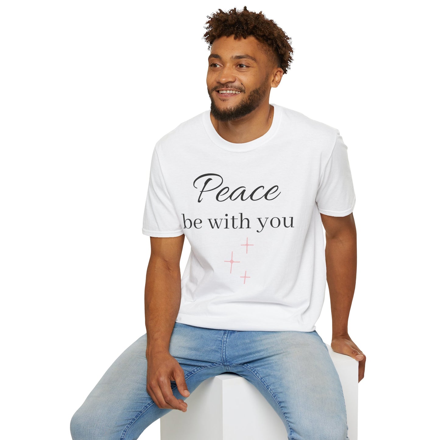 Inspirational Unisex Softstyle T-Shirt: 'May His Peace Be With You Always', Jesus tshirt