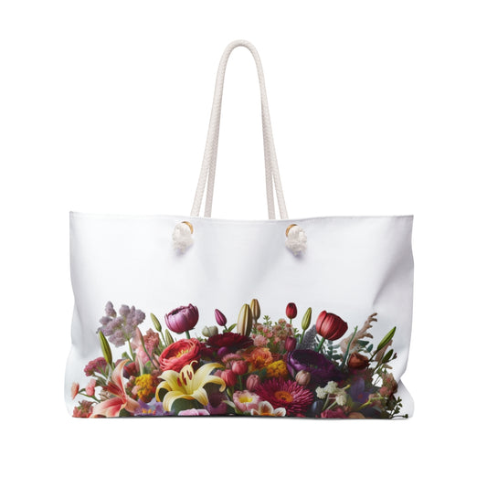 Floral Weekender Bag | Perfect for Travel, Beach Days, Picnics, Gifts, or Weekend Getaways | Stylish Tote with Flower Design