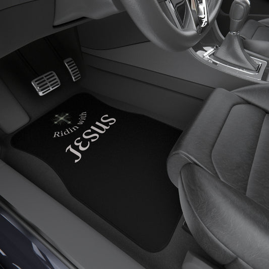 Christian Car Mats Set, Ride with Jesus Black Floor Mats, Inspirational Car Accessories, Faith-based Car Decor, Religious Gift for Believers