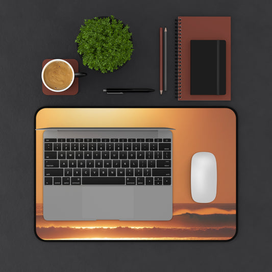Serene Sunset Desk Mat - Ocean Wave Anti-Slip Mat, Home Office Décor, Gift for Beach Lovers, Gaming Surface, Positive Vibe Workspace, Calm